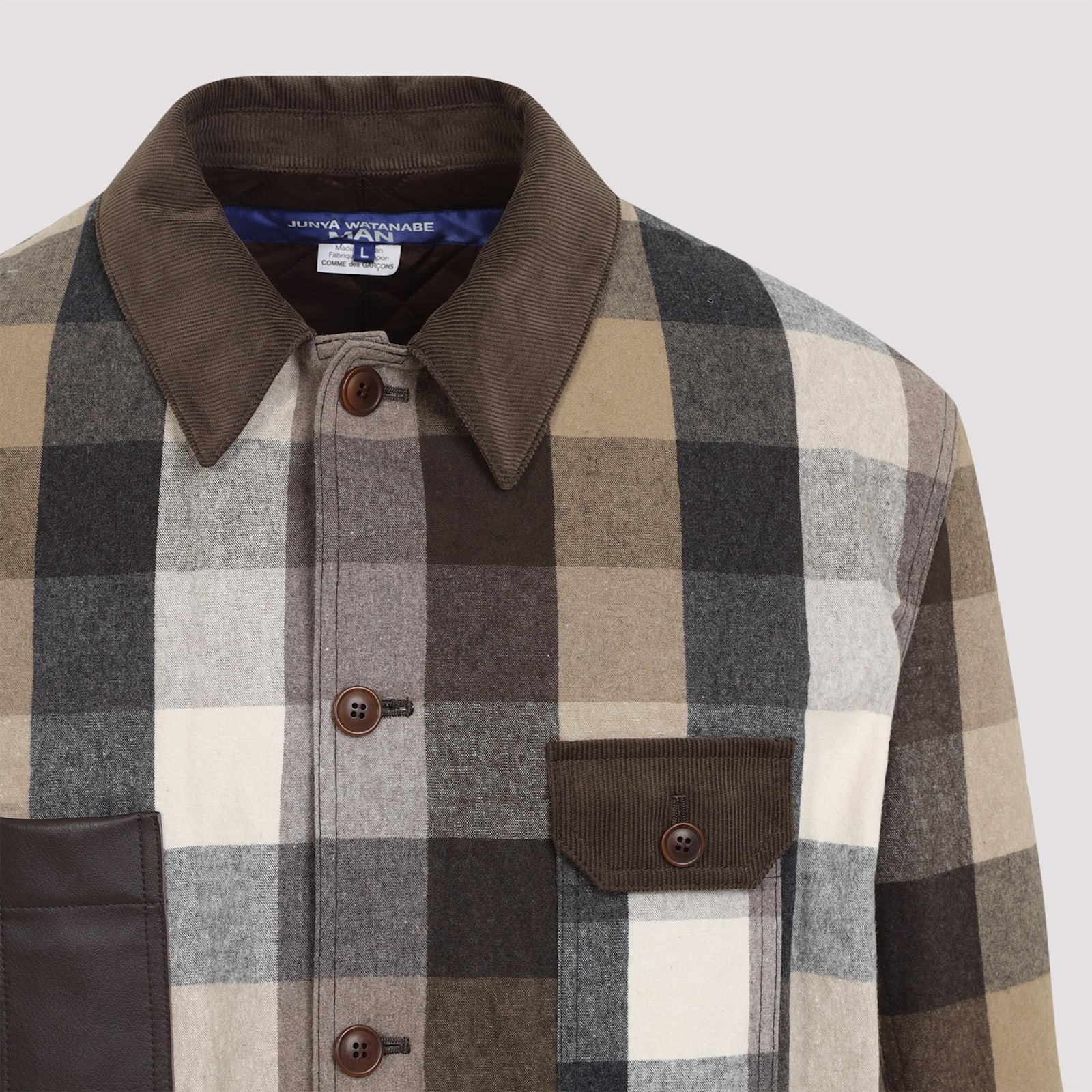 Junya Watanabe Long-sleeved Checked Shirt In Bk Brw Bge