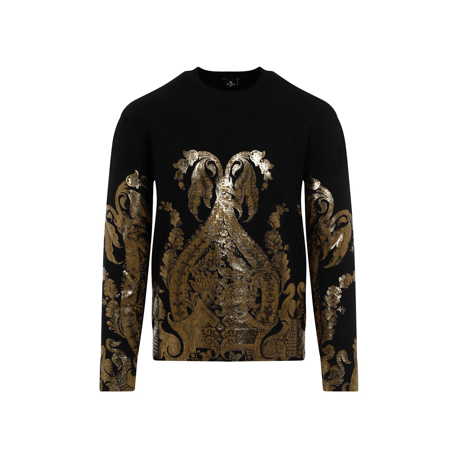 Shop Etro Sweater Lamina Gold In Black Gold