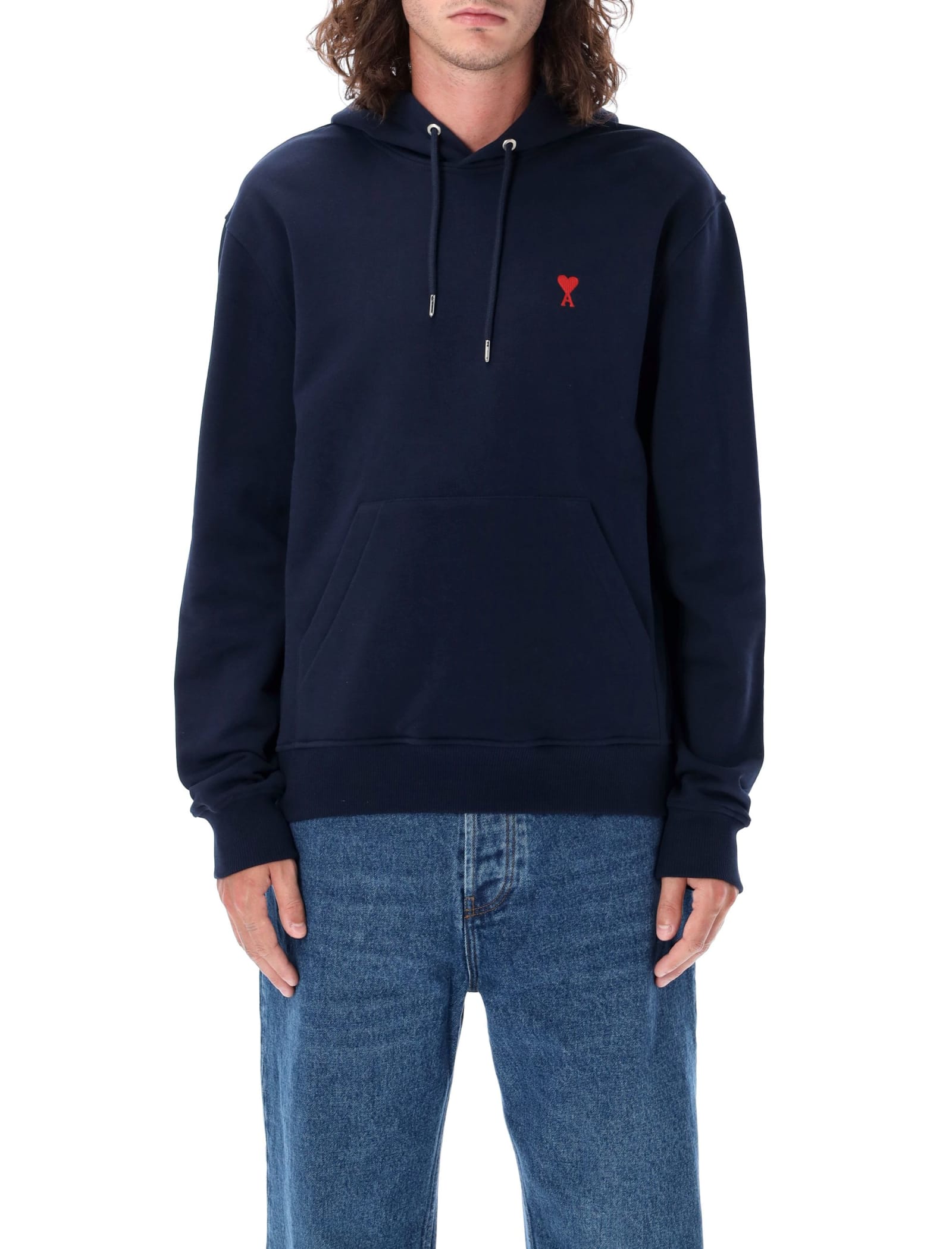 Shop Ami Alexandre Mattiussi Ami De Coeur Hoodie In Nautic Blue