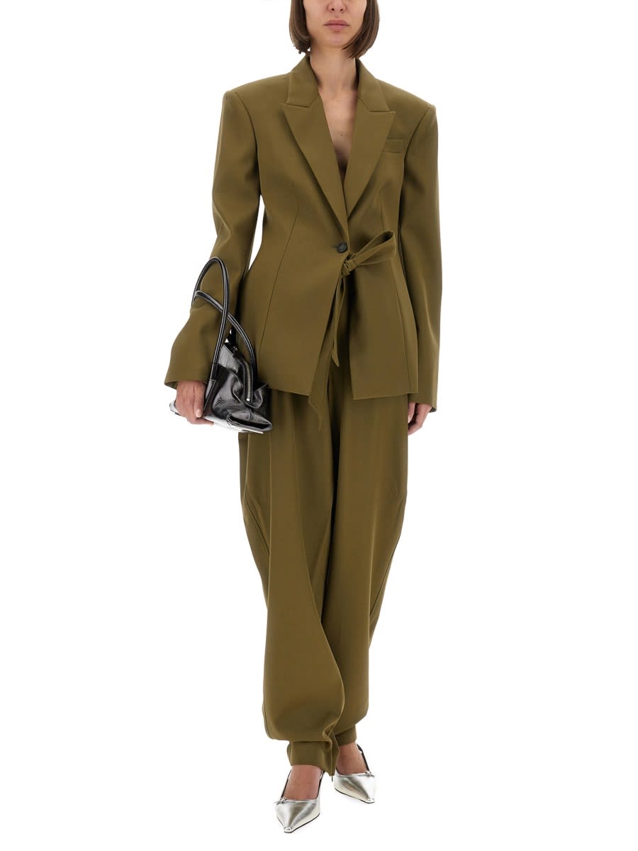 Attico Gabardine Long Pants In Green