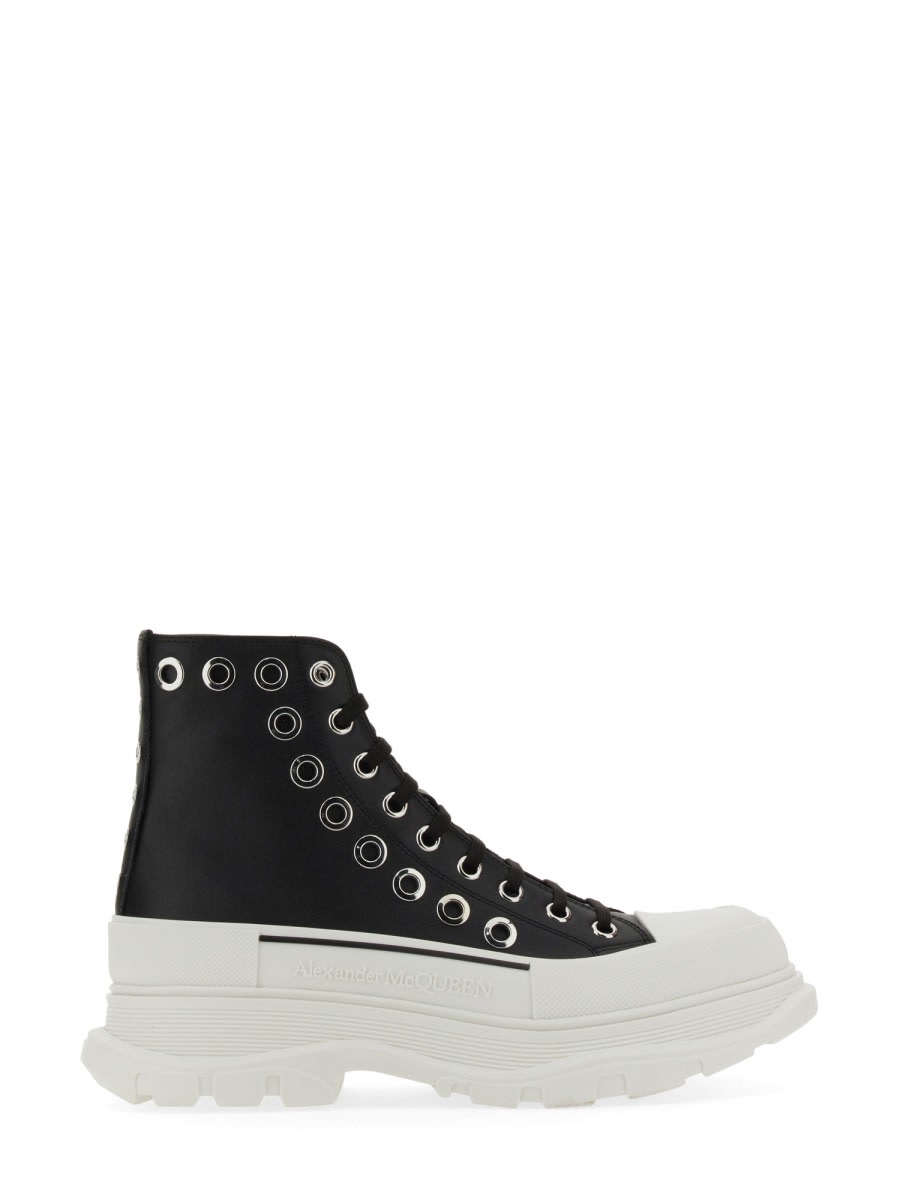 Shop Alexander Mcqueen Joey Sneaker With Eyelets In Black