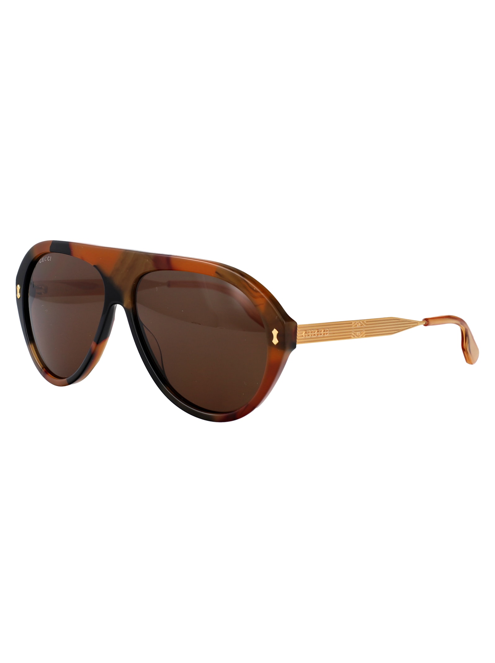 Gucci Sunglasses Men Gold In Brown