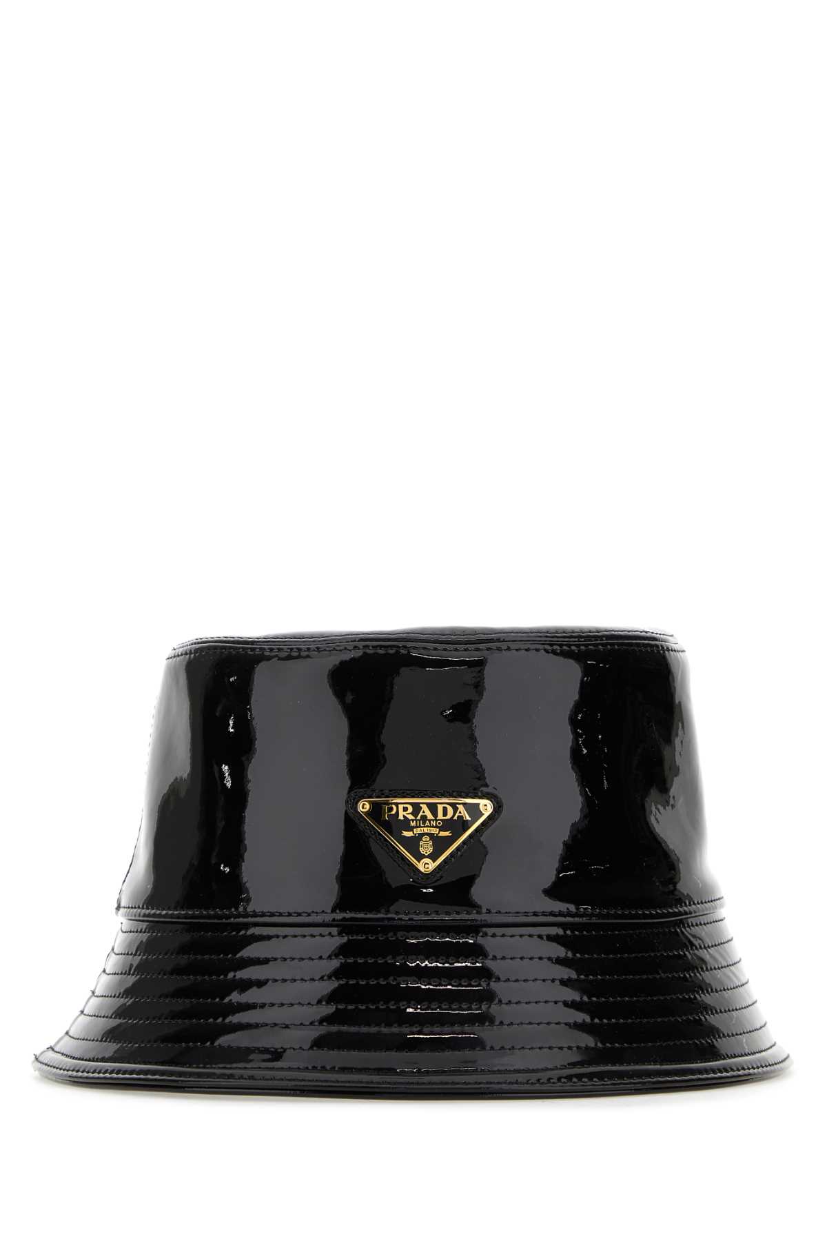 Prada Black Leather Bucket Hat In Nero