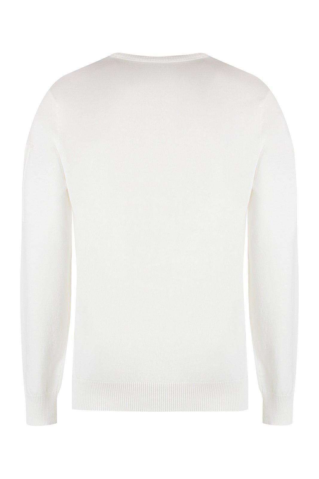 Shop C.p. Company Lens-detailed Crewneck Jumper In Gauze White