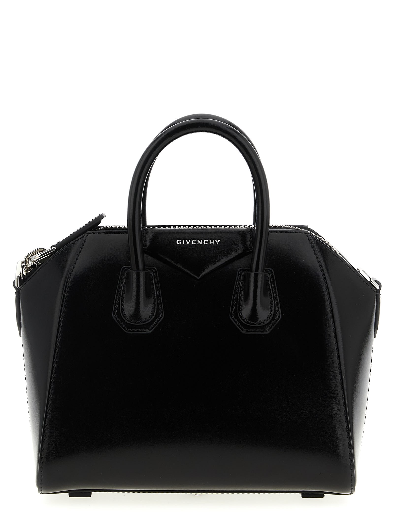 Givenchy Mini Antigona Box Two-way Leather Tote Bag In Black