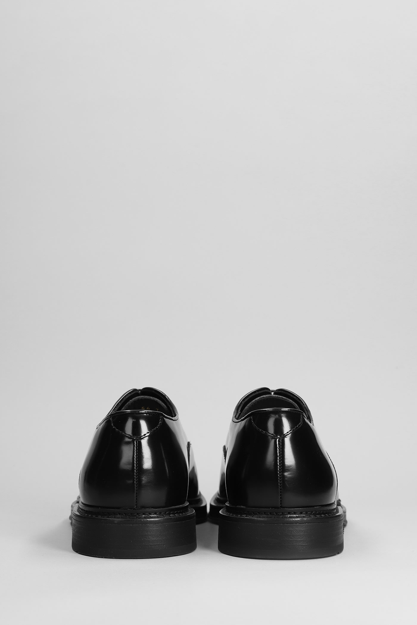 Emporio Armani Lace Up Shoes In Black Leather In Black