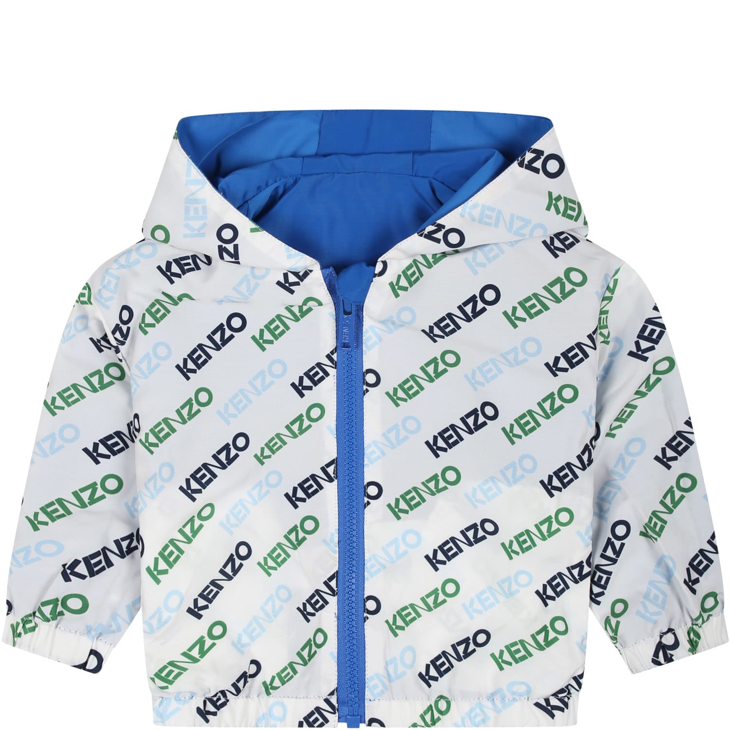 Shop Kenzo Reversible Windbreaker For Baby Boy With Logo In Blu