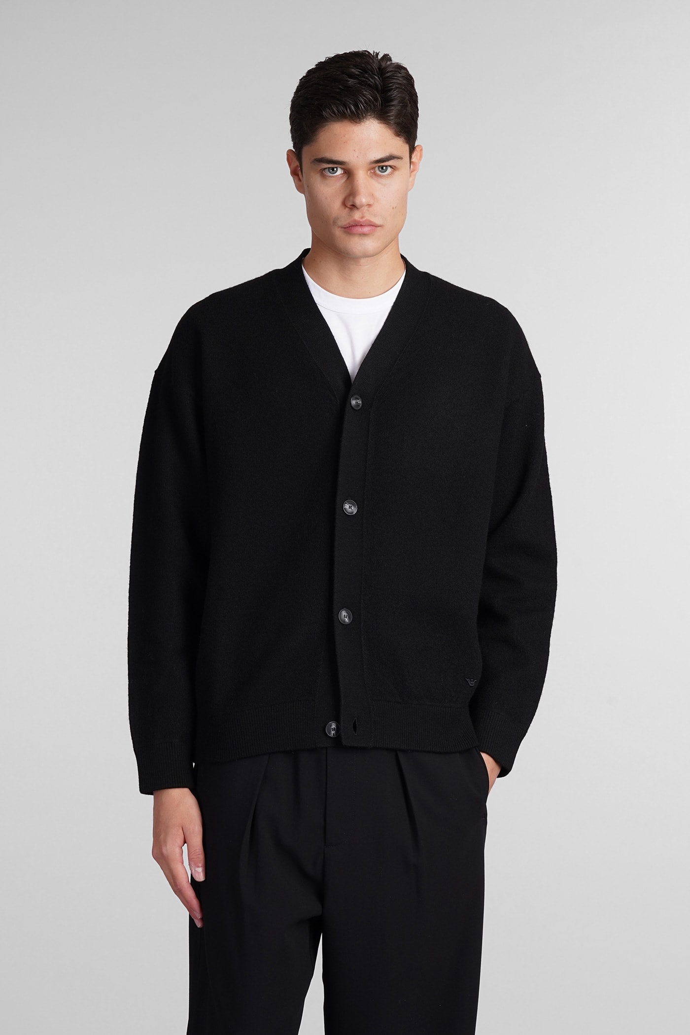 Emporio Armani Cardigan In Black Wool