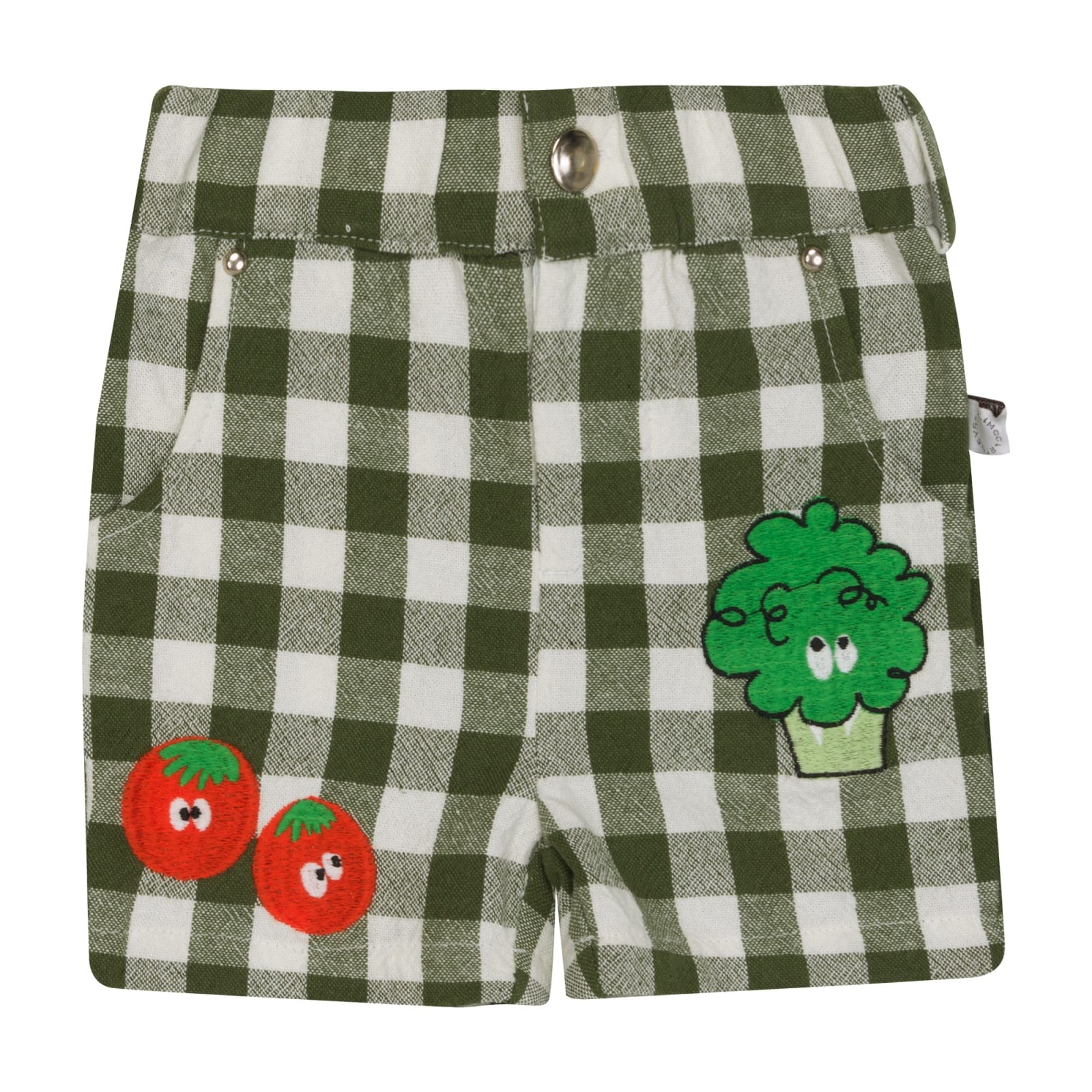 Stella Mccartney Babies' Checked Shorts With Embroidery In Green