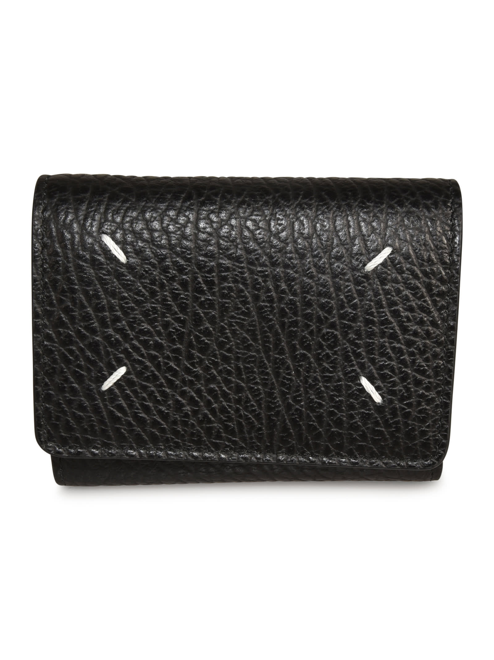 Maison Margiela Four Stitches Snap Button Wallet In Black