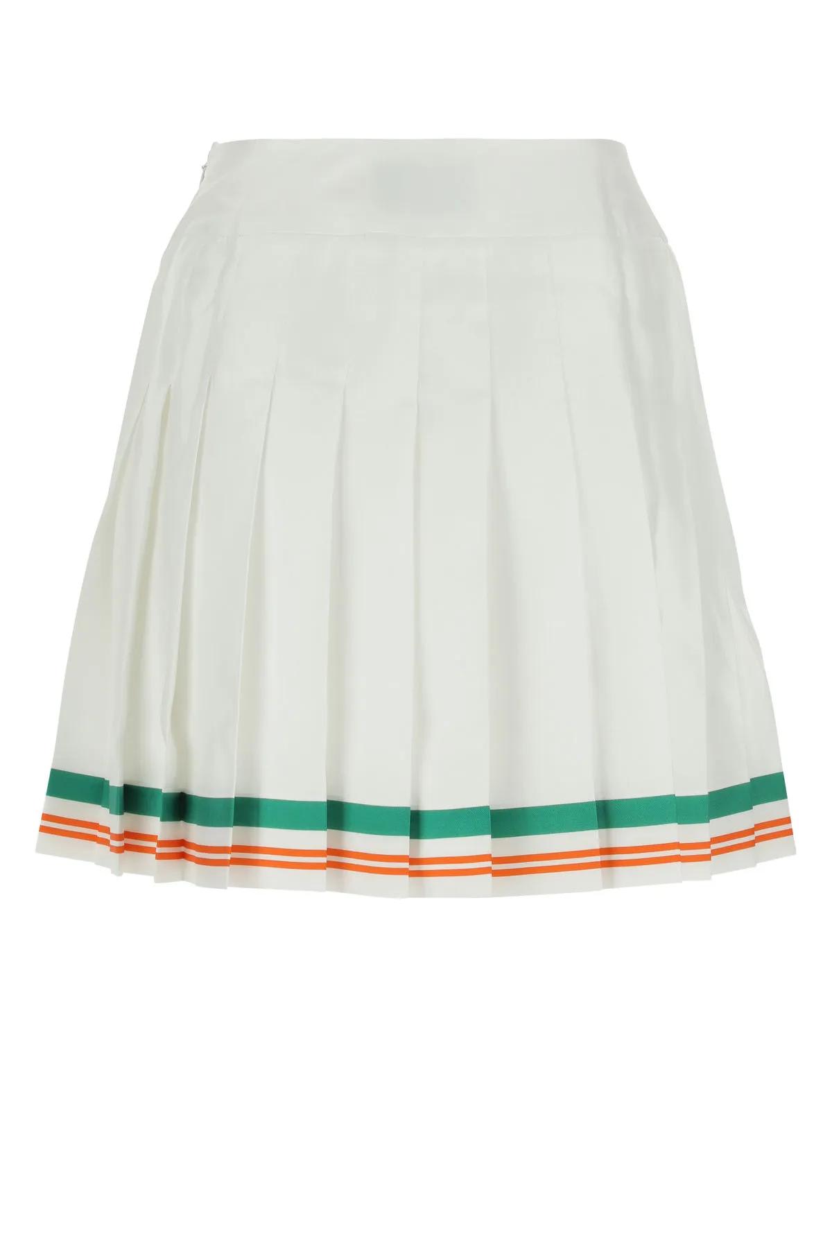 Shop Casablanca White Satin Par Avion Mini Skirt