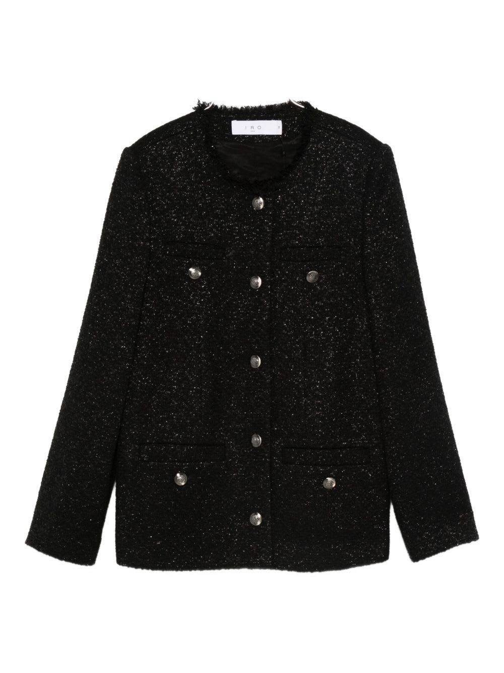 Iro Textured Blazer With Frayed Trim And Pockets In Black