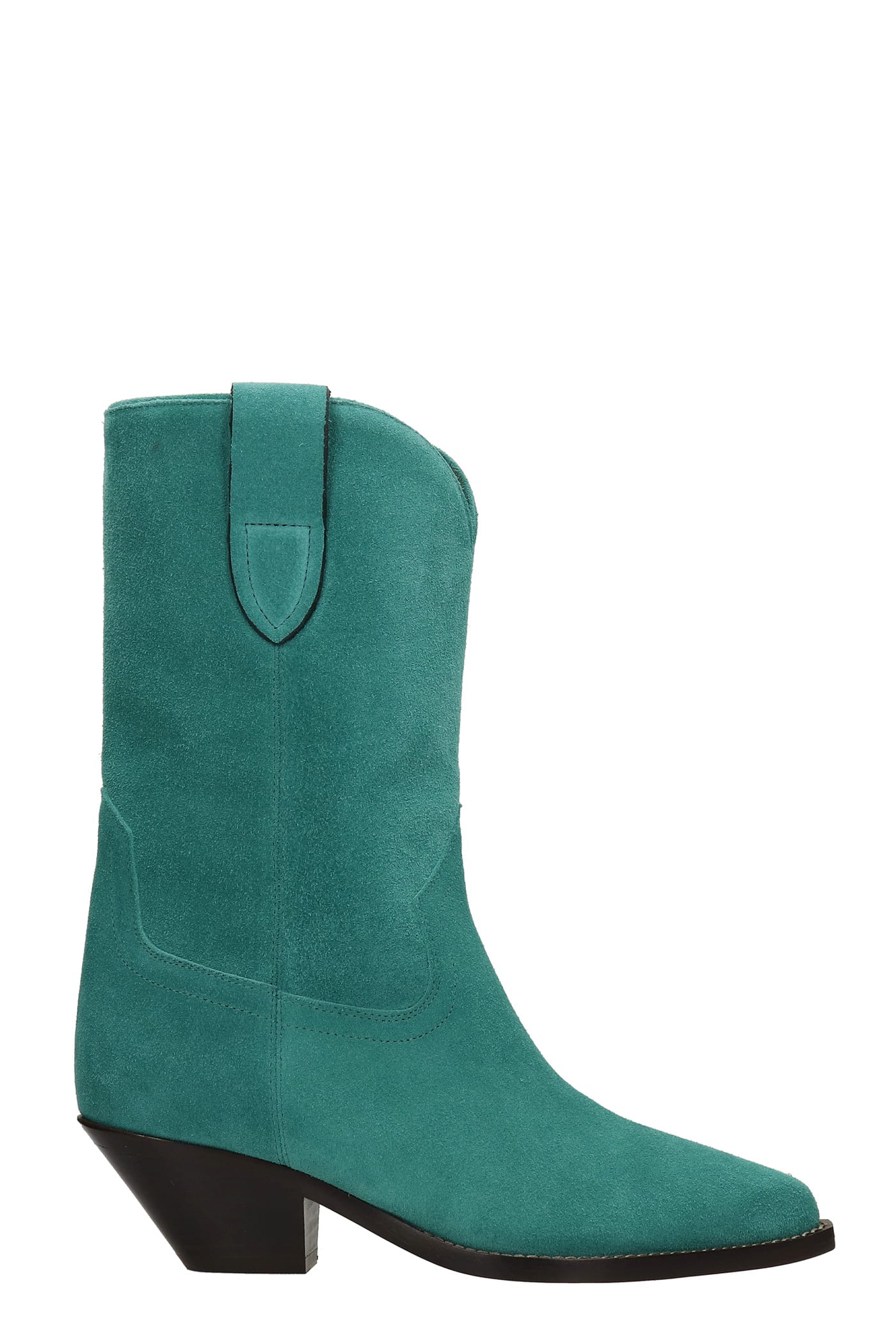 Isabel Marant Dahope Texan Ankle Boots In Green Suede