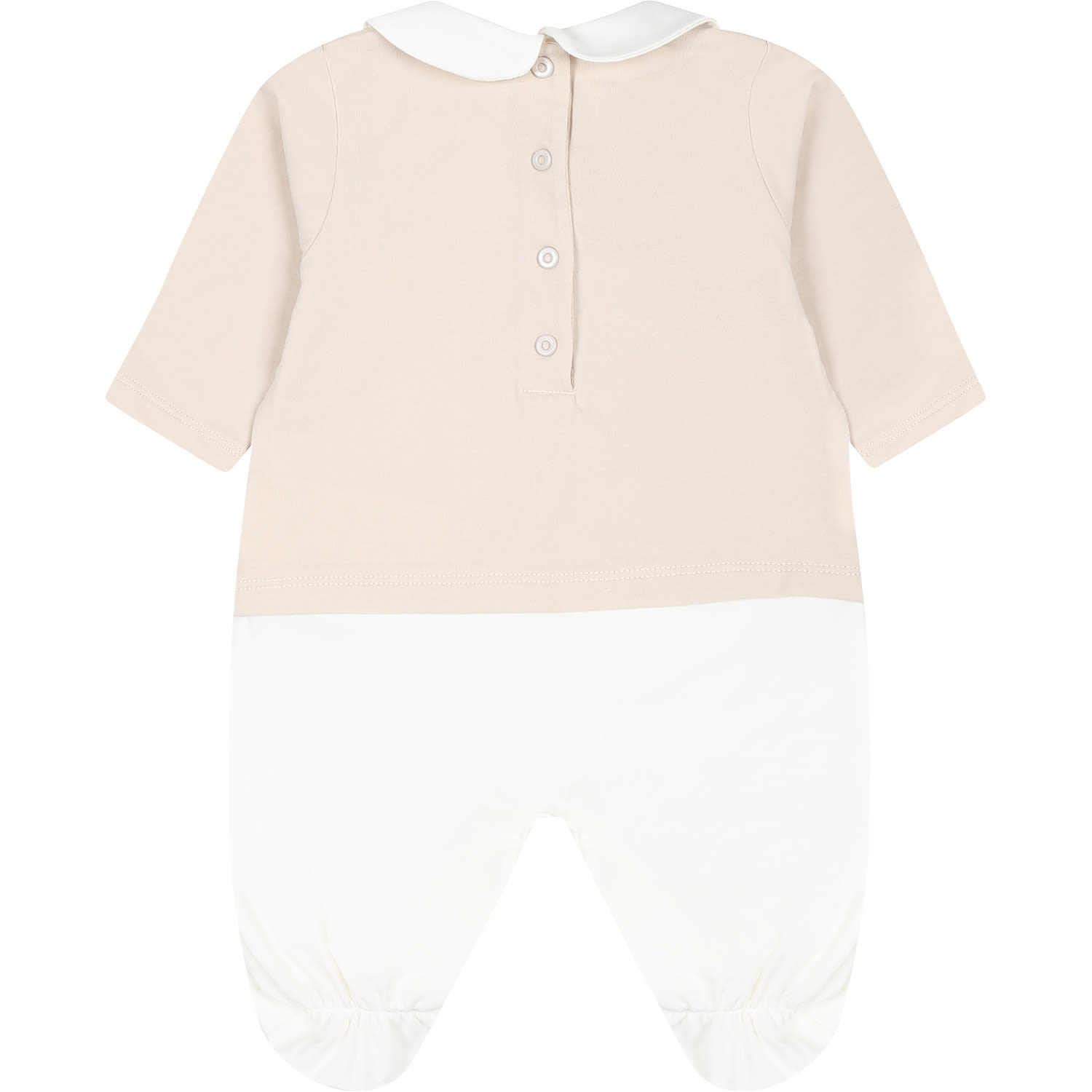 Fendi Beige Babygrow Set For Babykids With Emblem In Beige