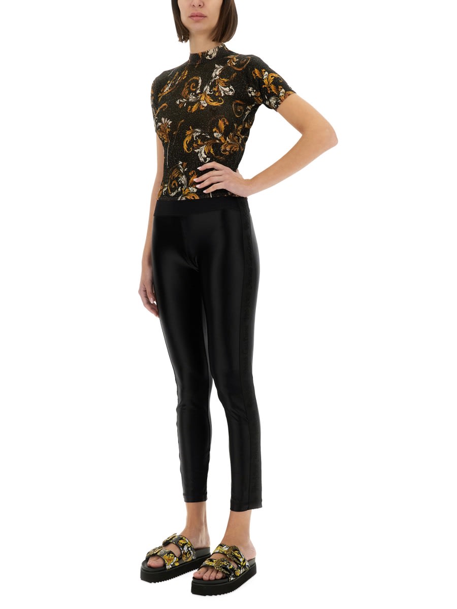 Shop Versace Jeans Couture Outline Baroque Knitted T-shirt In Black
