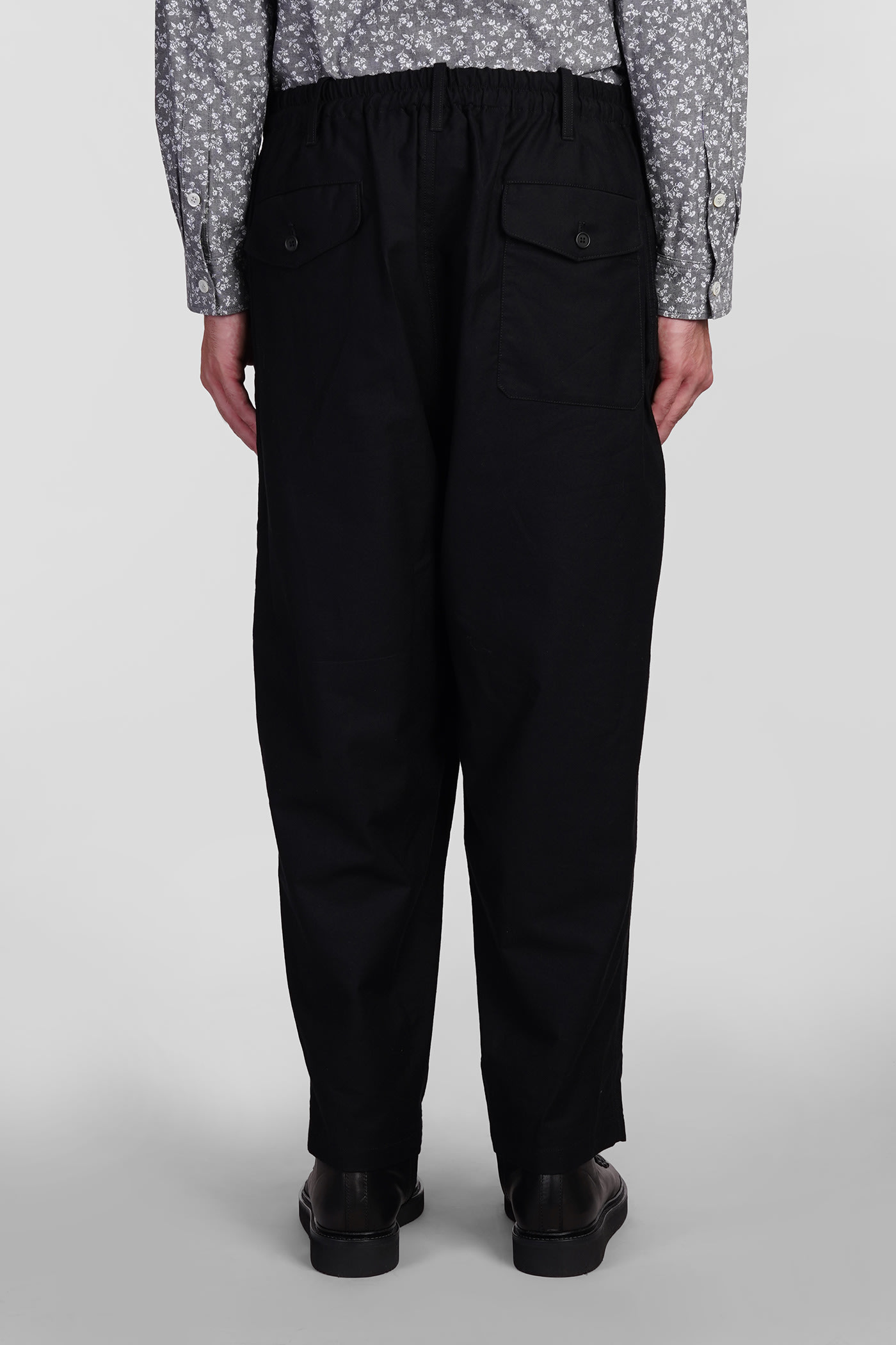 Shop Yohji Yamamoto Pants In Black Cotton