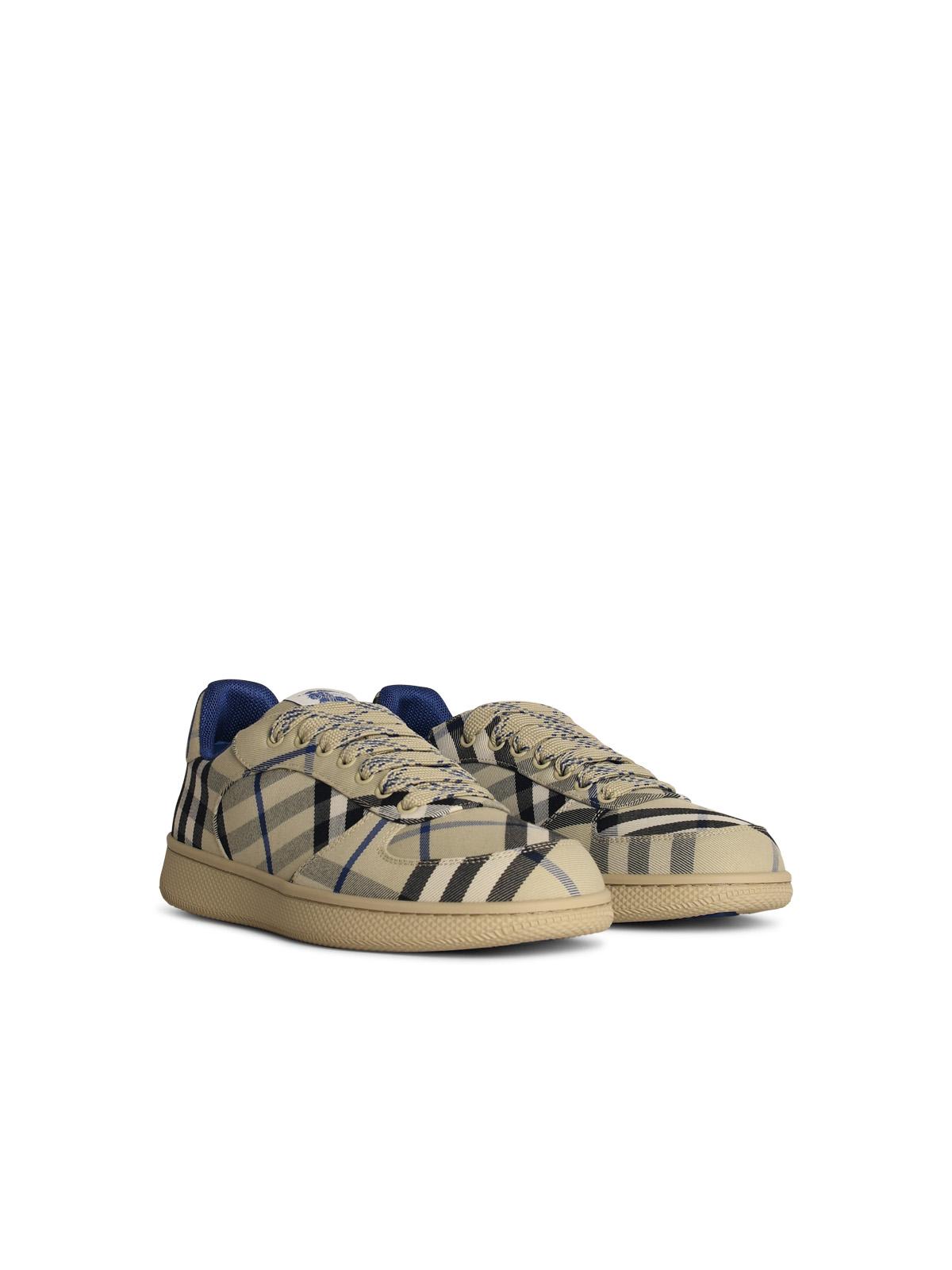 Shop Burberry Terrace Beige Polyester Blend Sneakers In Lichen Ip Check