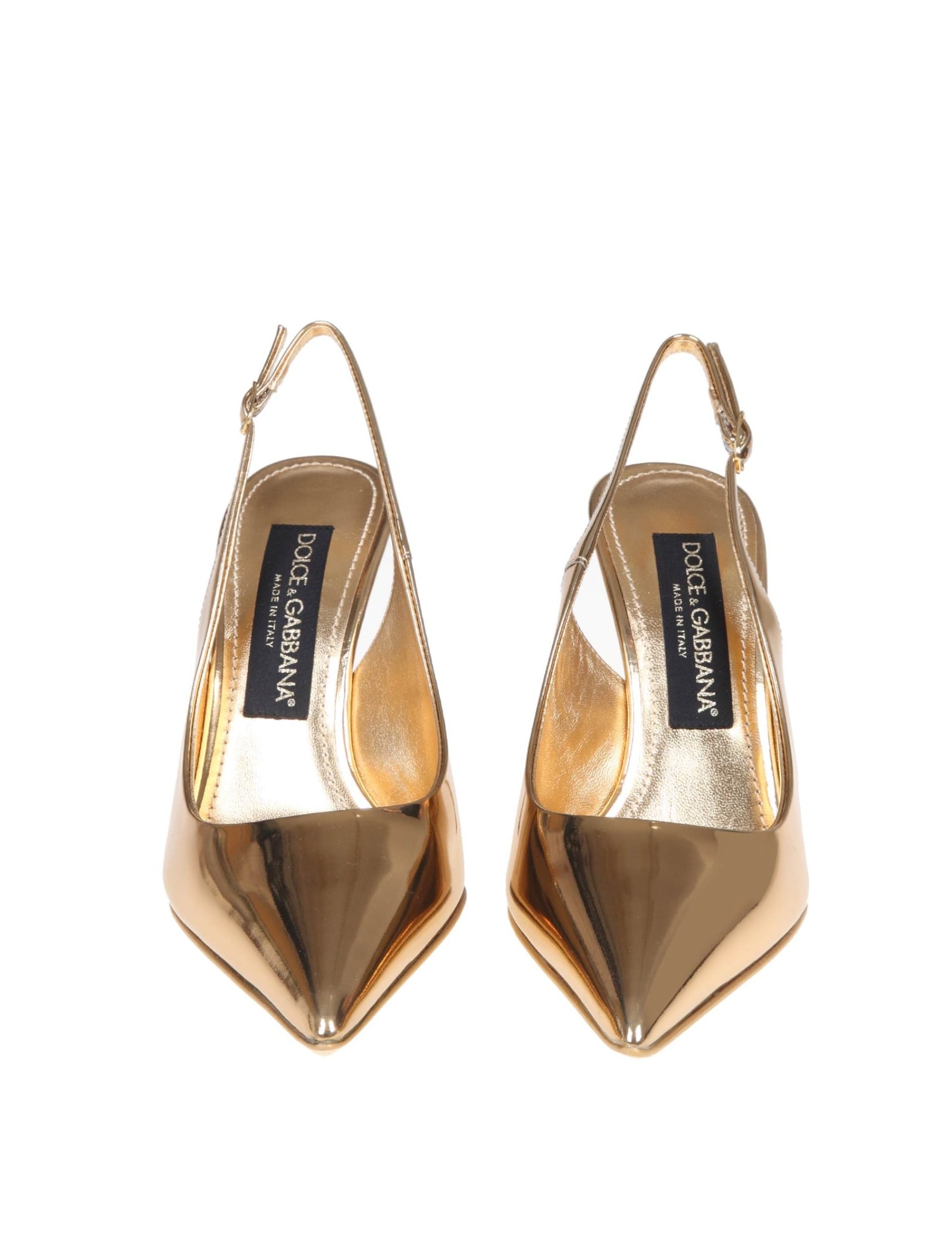 Shop Dolce & Gabbana Slingback In Gold Mirror Leather In Light Gold