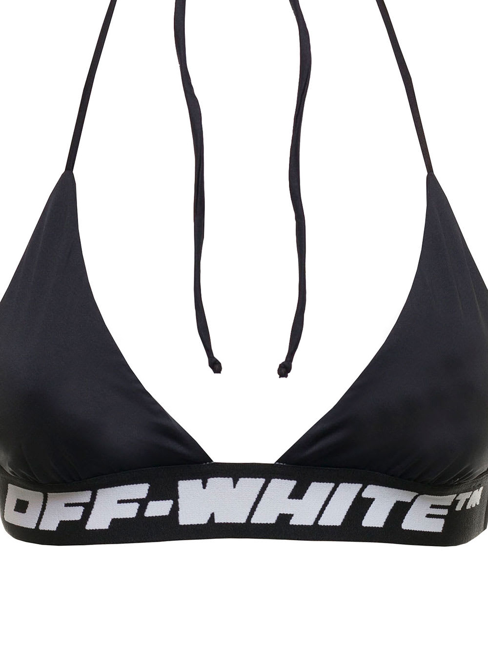 OFF-WHITE OFF WHITE WOMANS BLACK STRECH FABRIC BIKINI WITH LOGO 