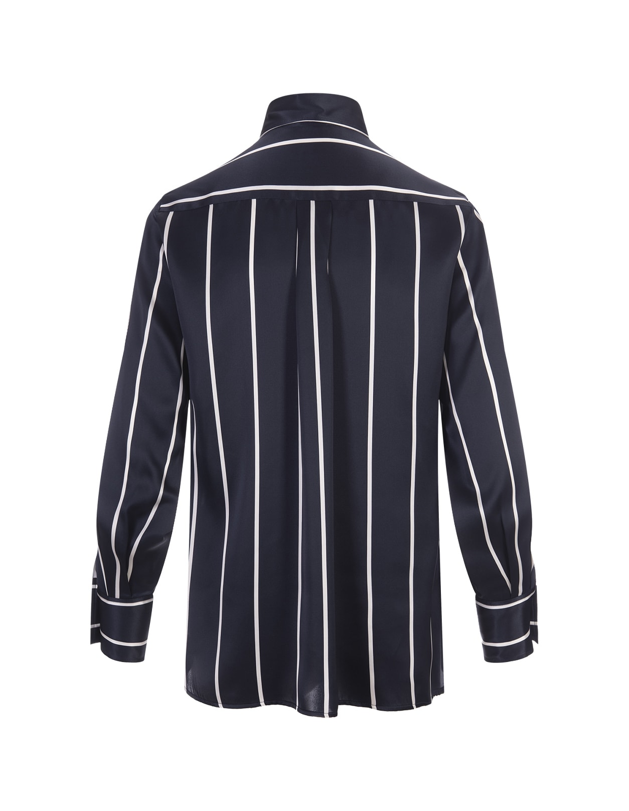 Shop Kiton Navy Blue Striped Silk Shirt