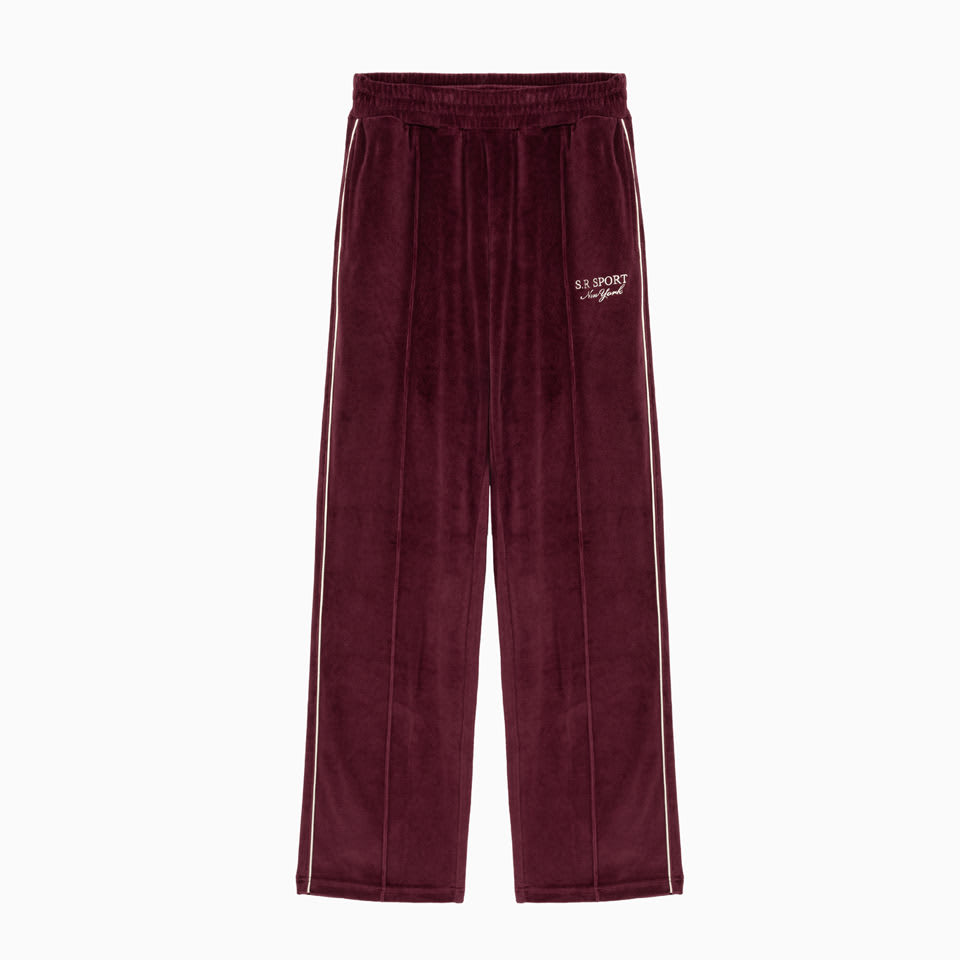 Sporty & Rich Sporty And Rich Velour Track Pants In Merlot