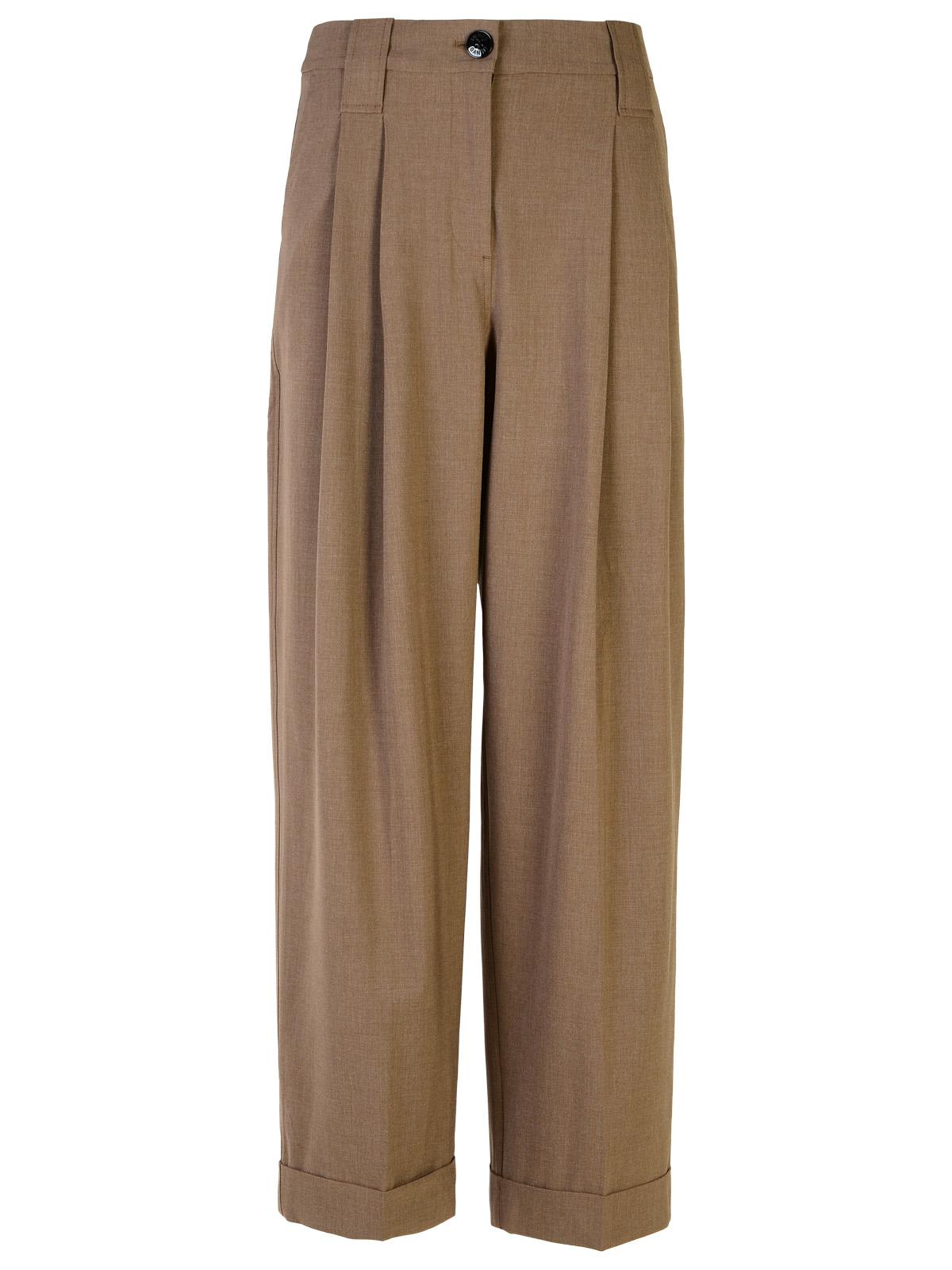 Shop Ganni Shiitake Viscose Blend Pants In Brown