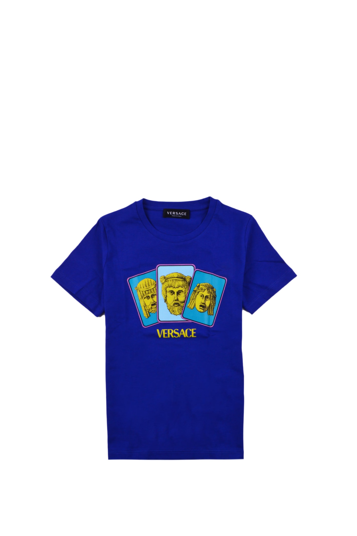 T-shirt With Print And Versace Logo In Cotton