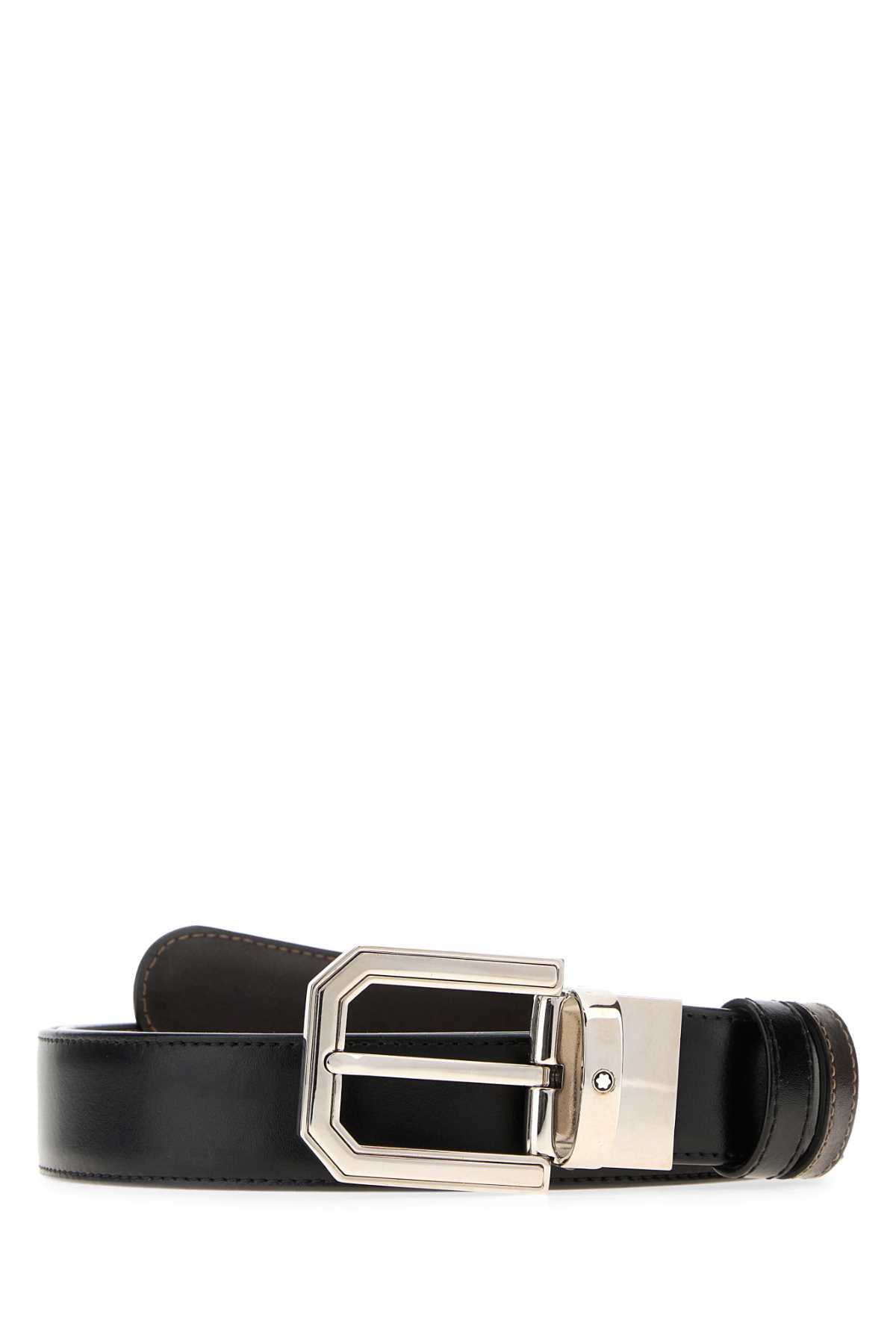 Black Leather Reversible Belt