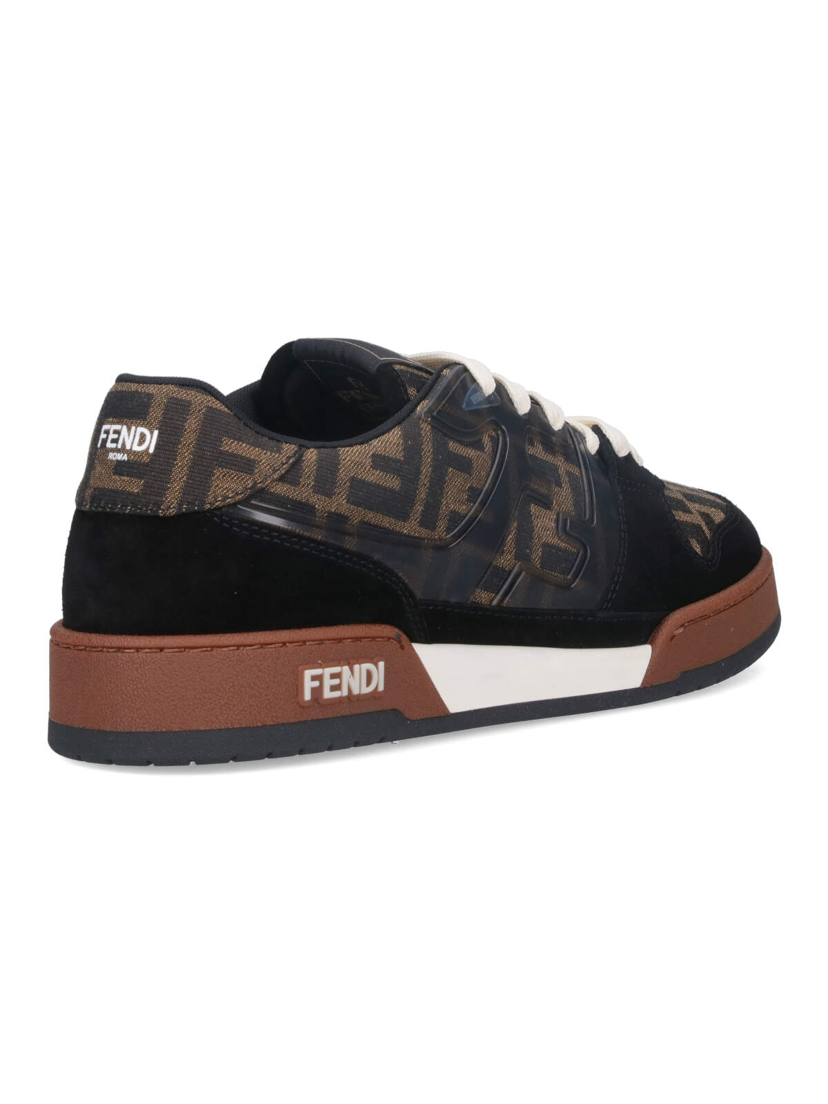 Fendi Match Ff Jacquard Low-top Sneakers In Brown