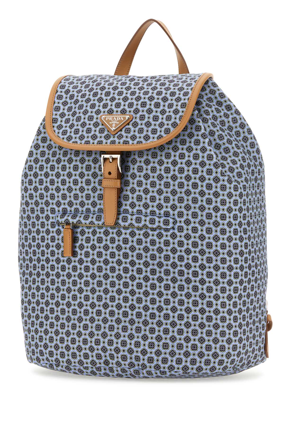 Shop Prada Printed Re-nylon Backpack In Astralenatural