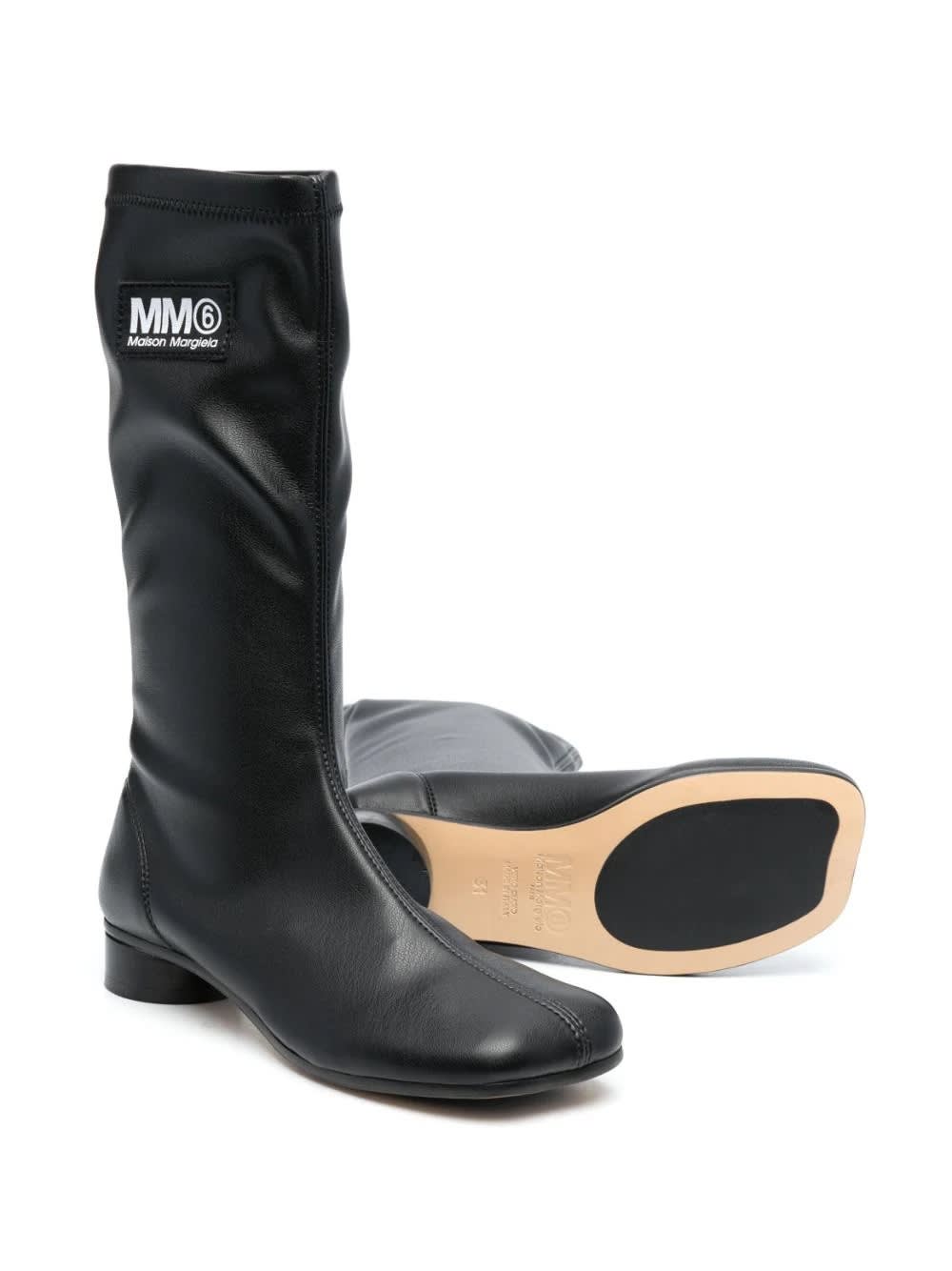 Shop Mm6 Maison Margiela Boots With Application In Black
