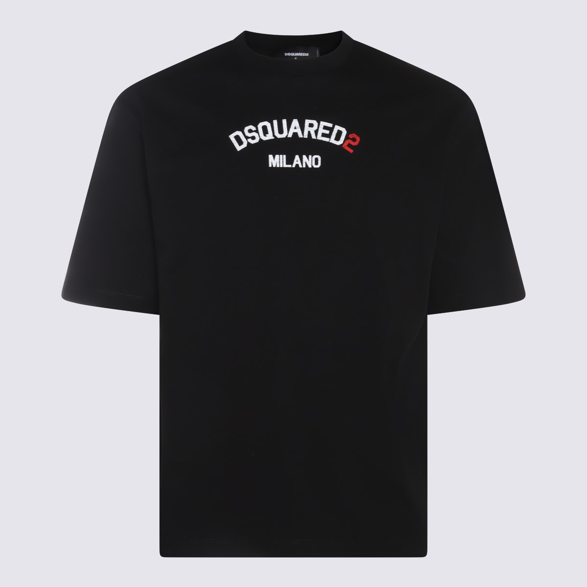 DSQUARED2 BLACK, WHITE AND RED COTTON T-SHIRT