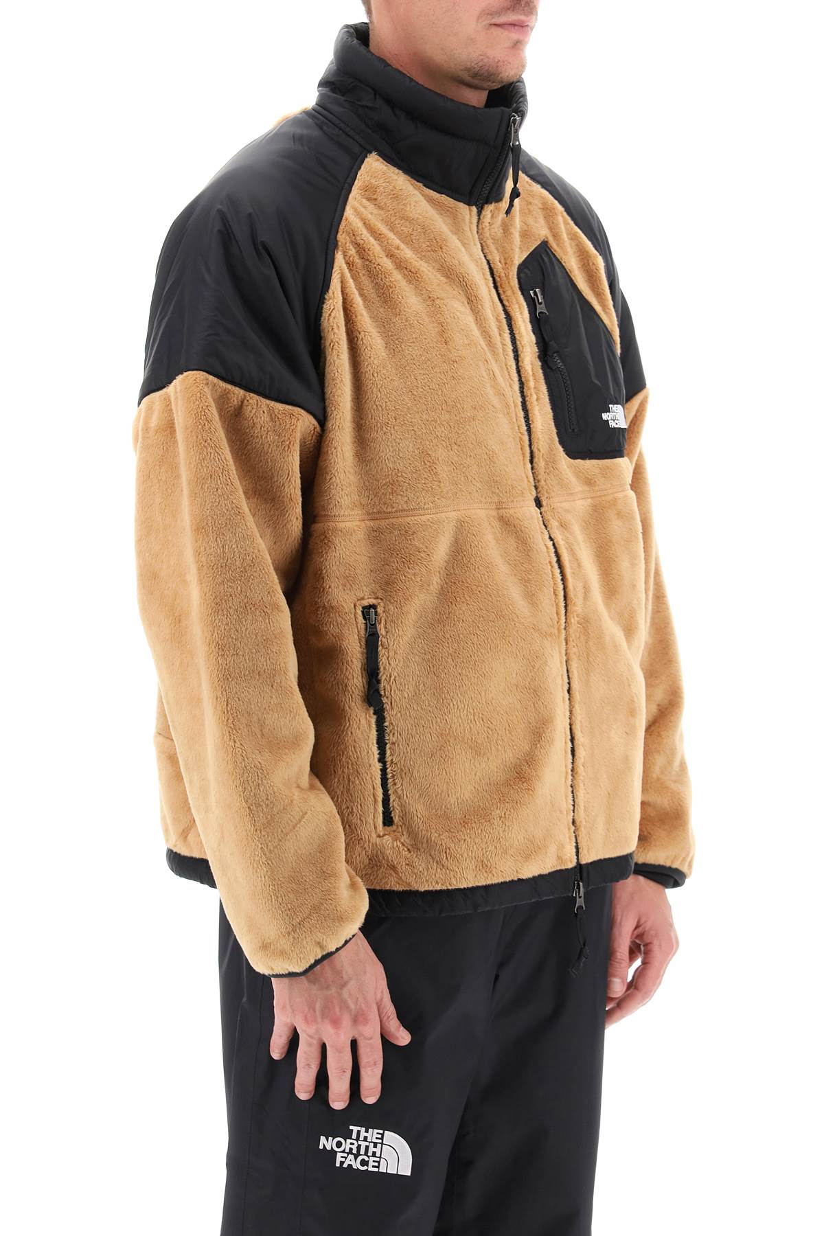 Shop The North Face Fleece Jacket With Nylon Inserts In Almond Buttertnf Black (beige)