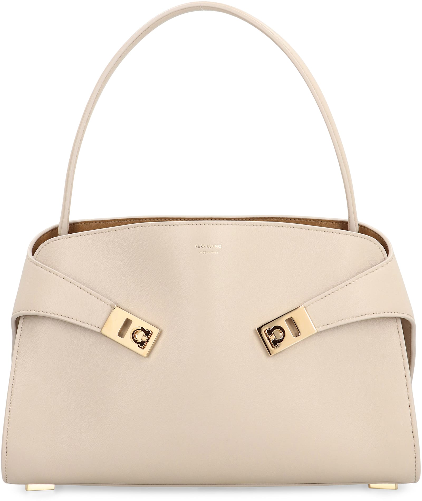 Ferragamo Hug M Leather Handbag In Gray