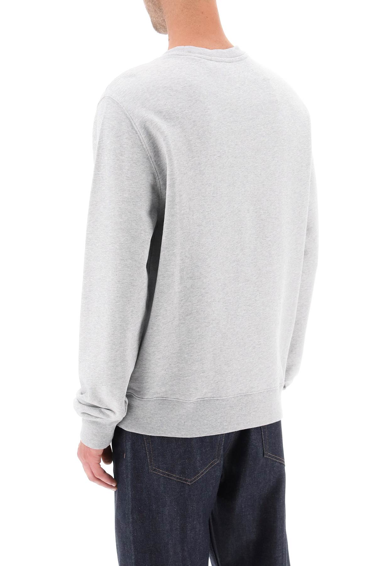 Shop Maison Kitsuné Crew-neck Sweatshirt With Campus Fox Print In Light Grey Melange (grey)