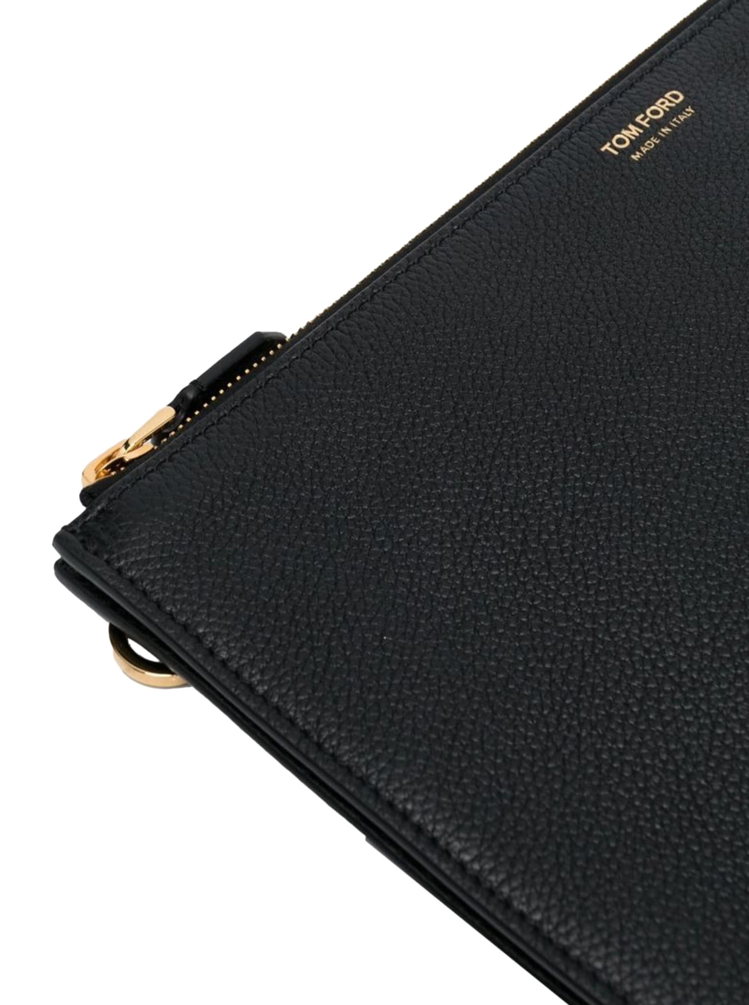 Shop Tom Ford Leather Flat Pouch In Black