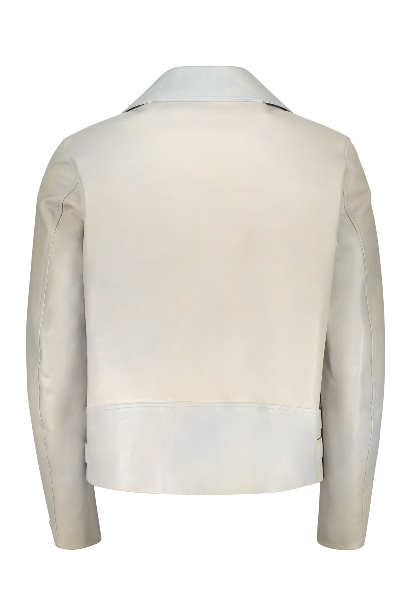 Shop Jil Sander Eldorado Leather Jacket In Turtledove