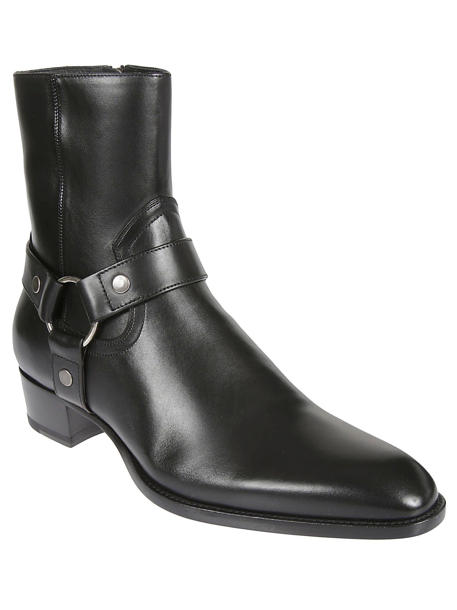 saint laurent leather harness boots