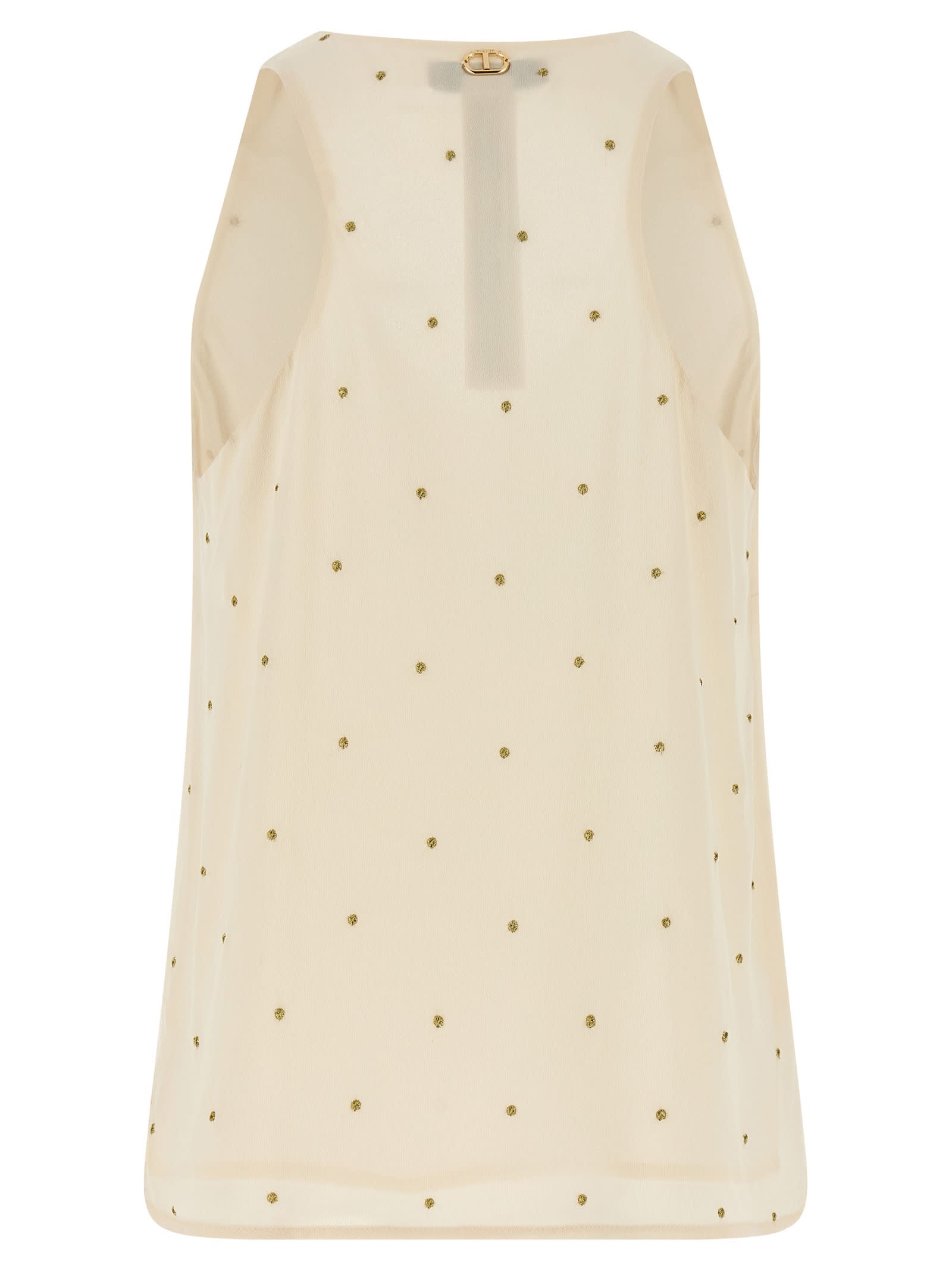 Twinset Lurex Embroidery Tank Top In Neutral