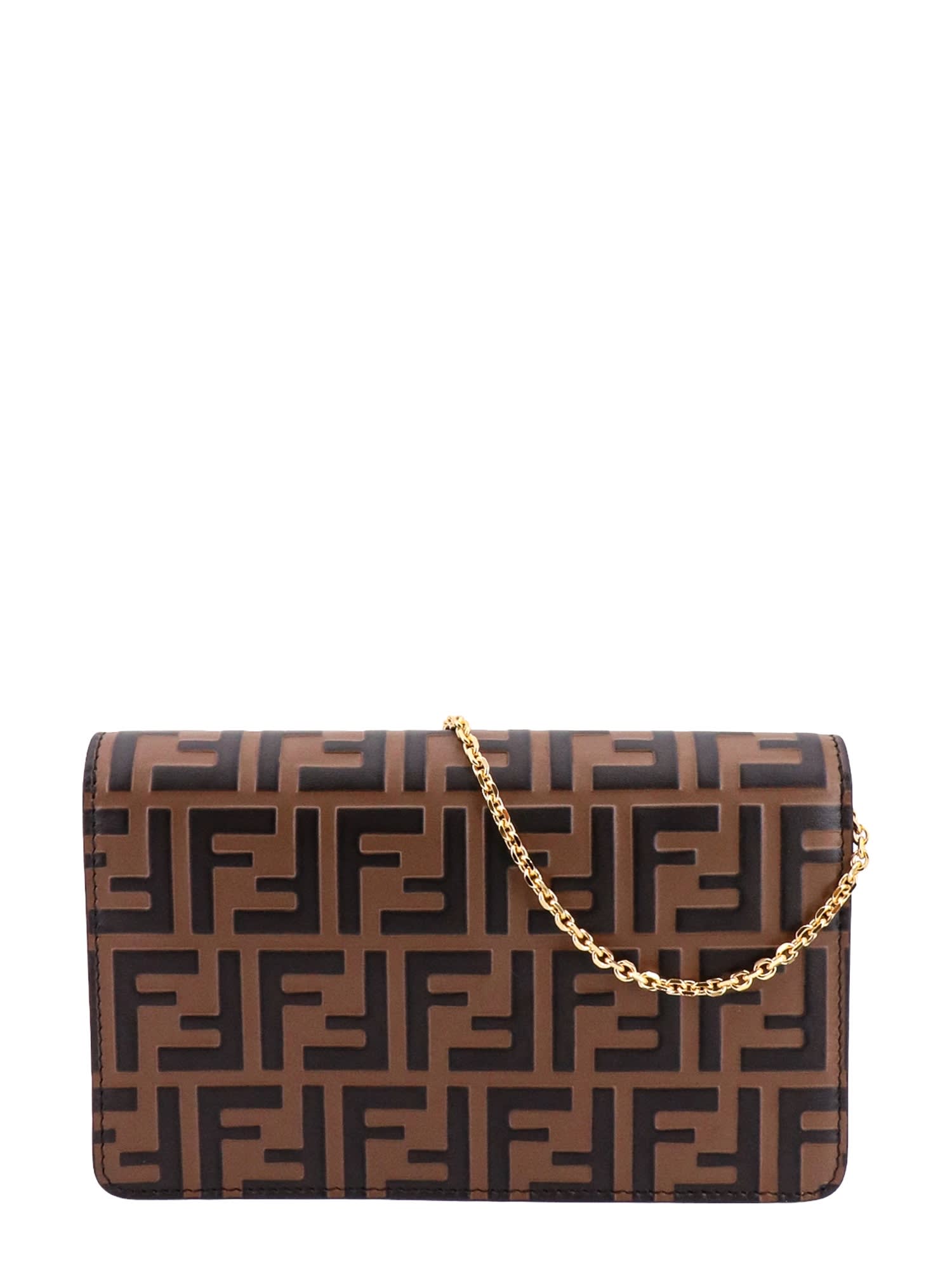 Shop Fendi Ff Diamonds Wallet In Marrone