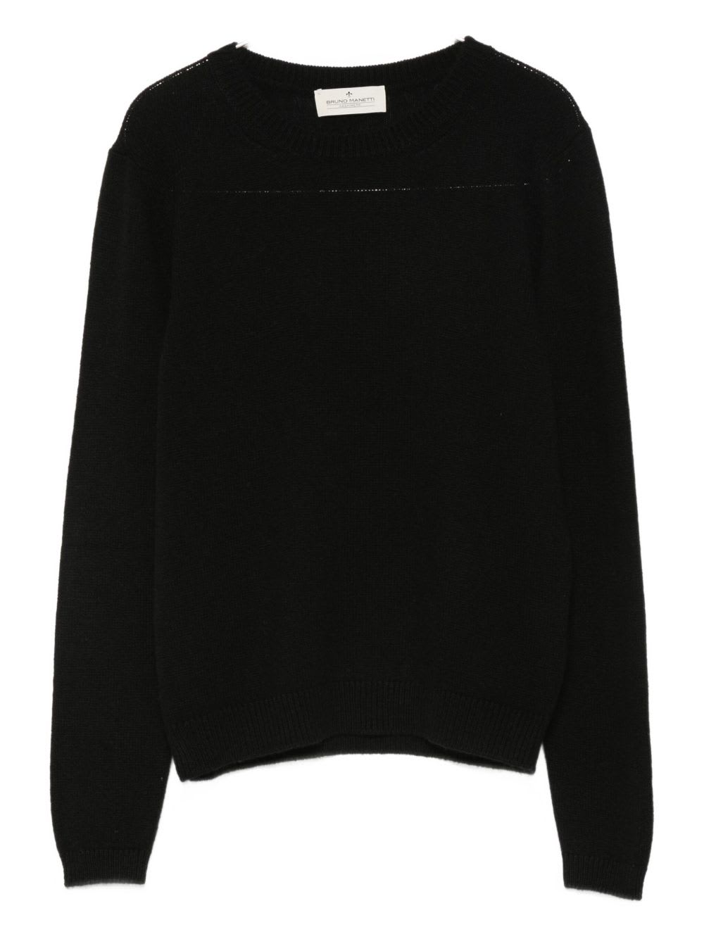 Bruno Manetti Black Cashmere And Wool Sweater In Black