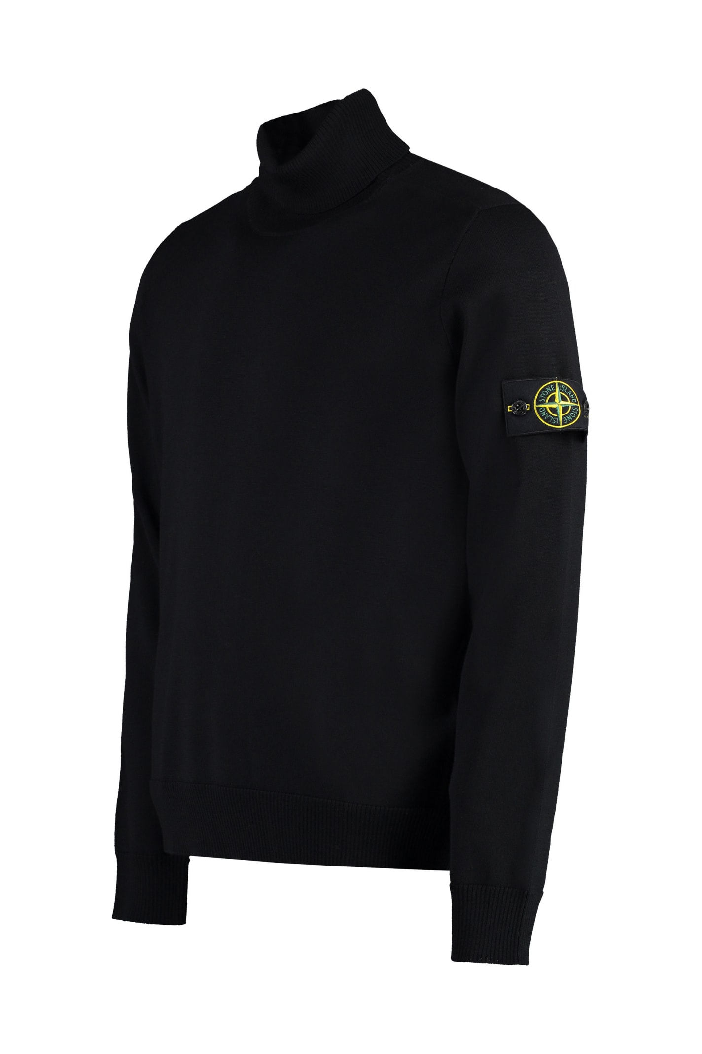 Shop Stone Island Virgin-wool Turtleneck Sweater Sweater In Black