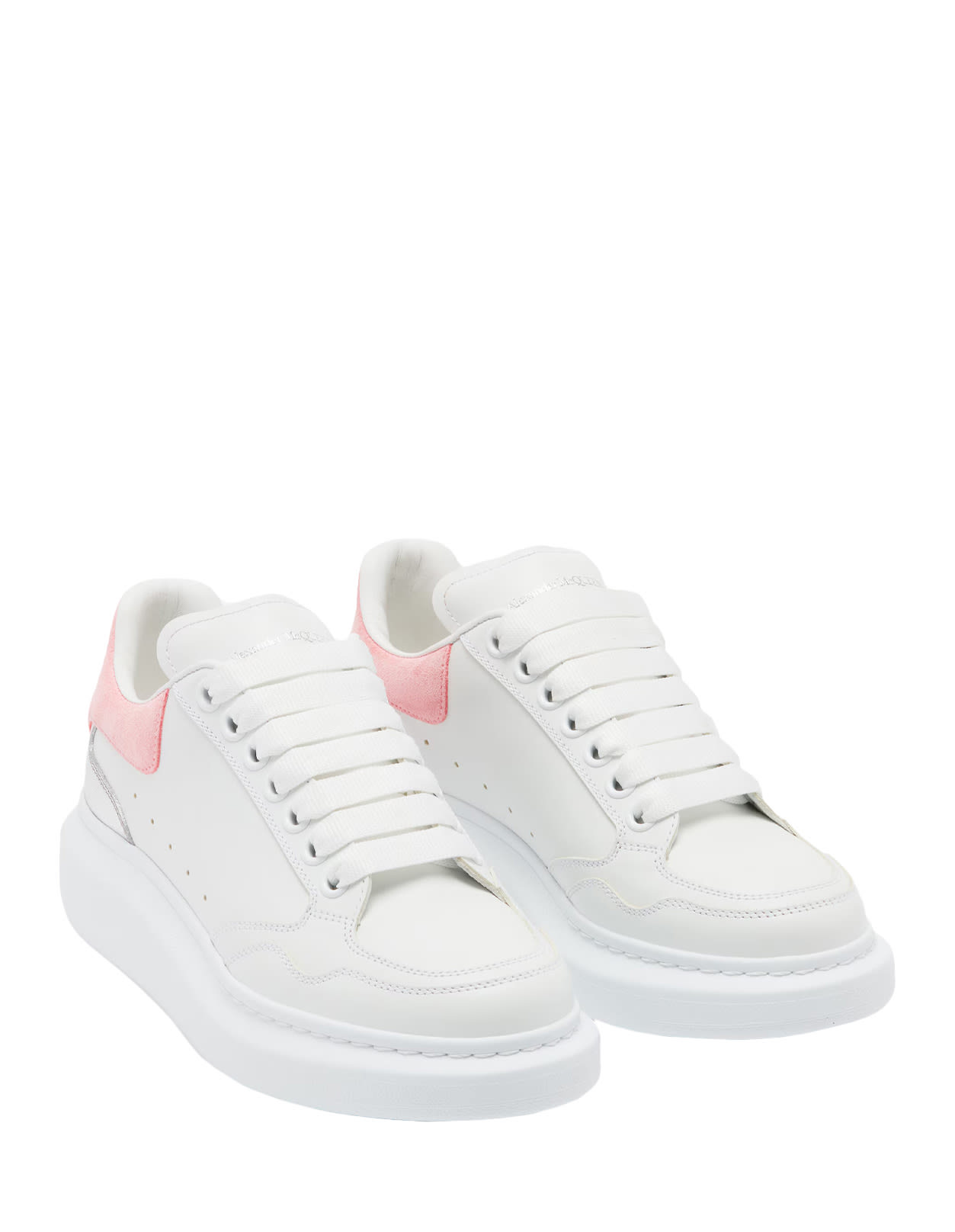 Shop Alexander Mcqueen Oversized Sneakers In White/pink Cherry Blossom