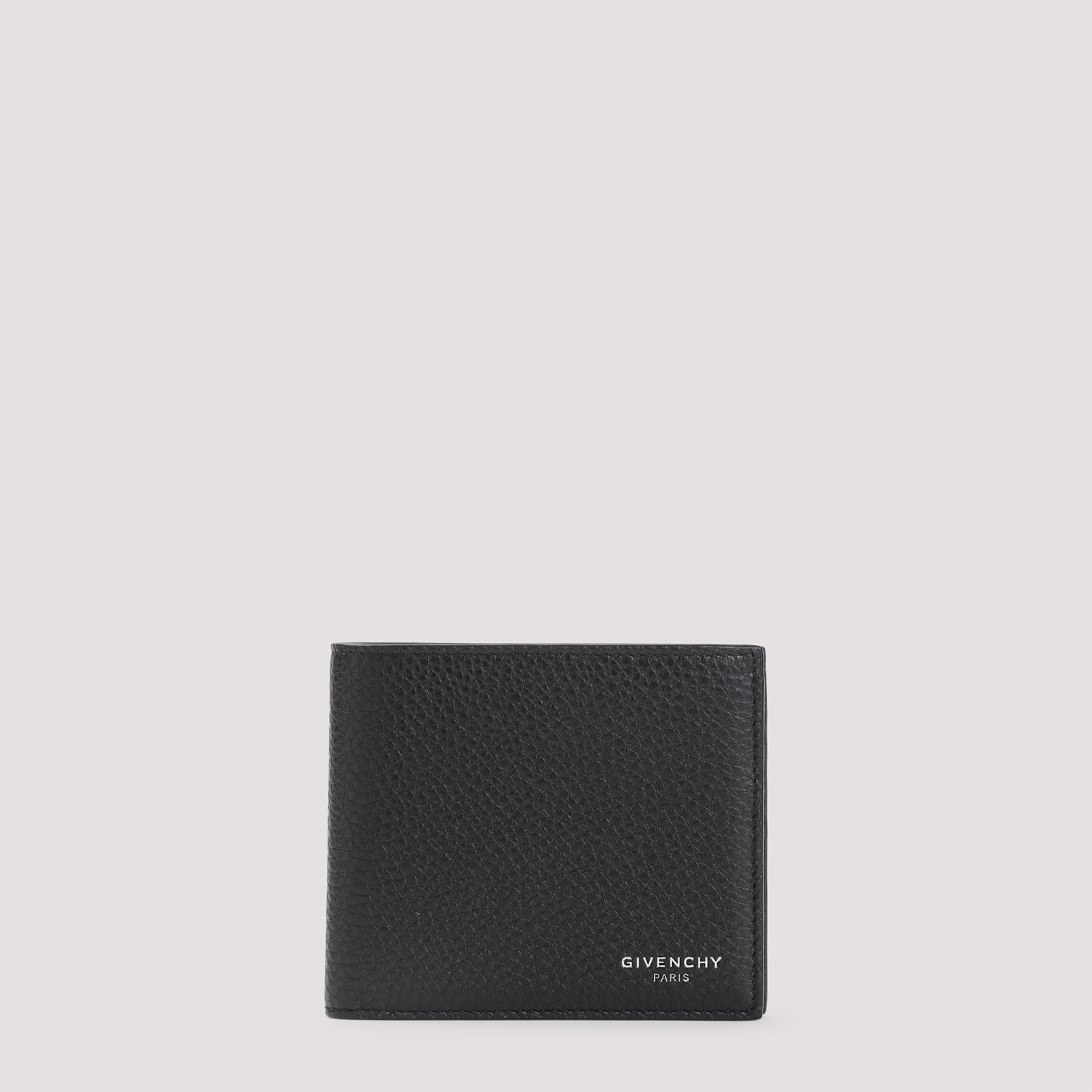 Givenchy Black Bi-fold Wallet With Logo Lettering On The Front In Grained Leather Man In Black