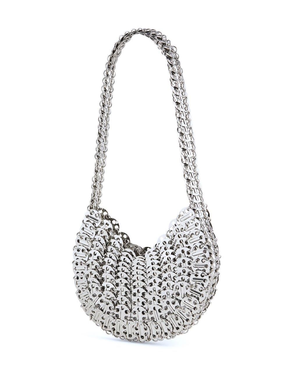 Shop Rabanne 1969 Moon Silver-colored Shoulder Bag With Brass Discs Woman In Argento