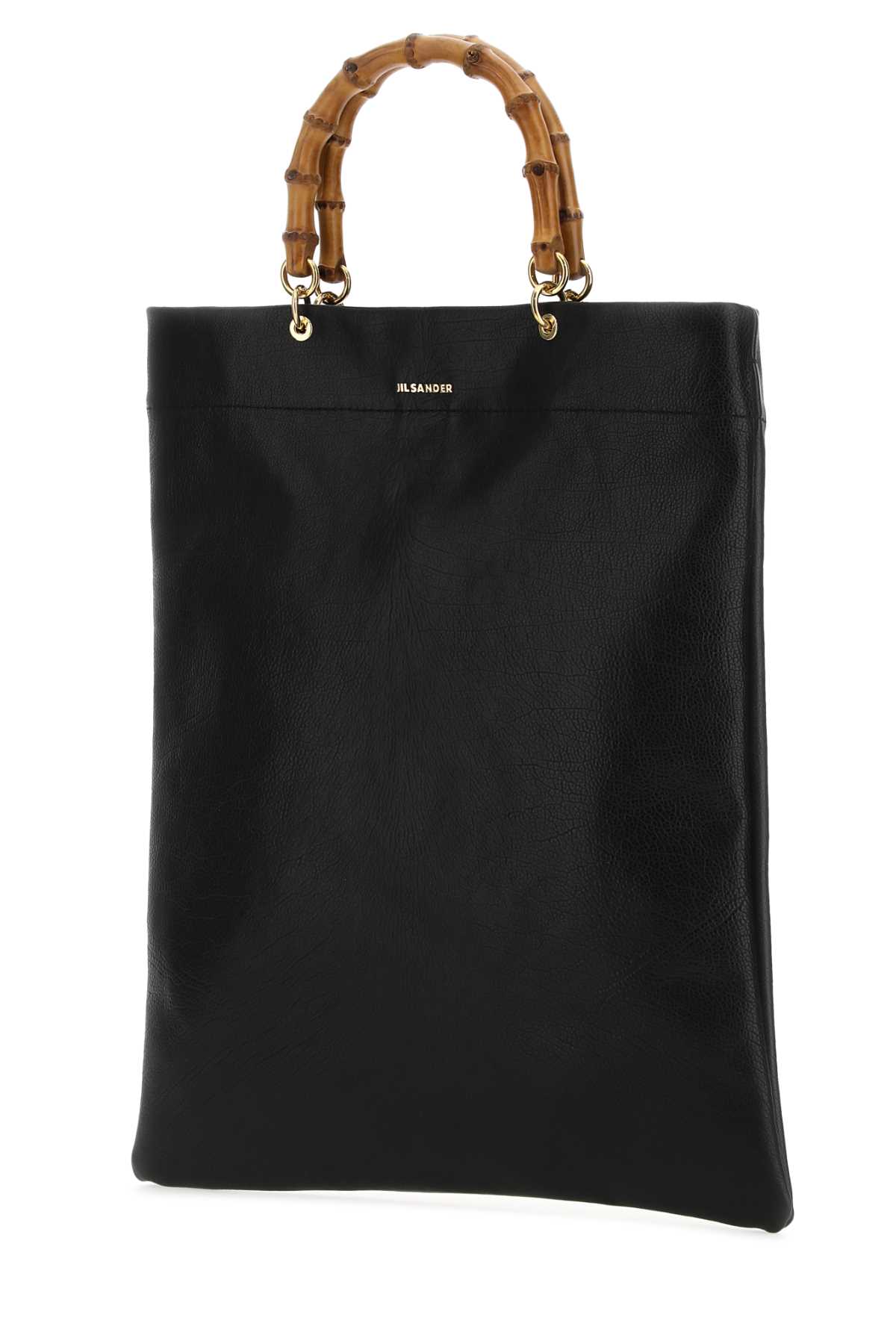 Shop Jil Sander Black Leather Medium Shopping Bag In 001