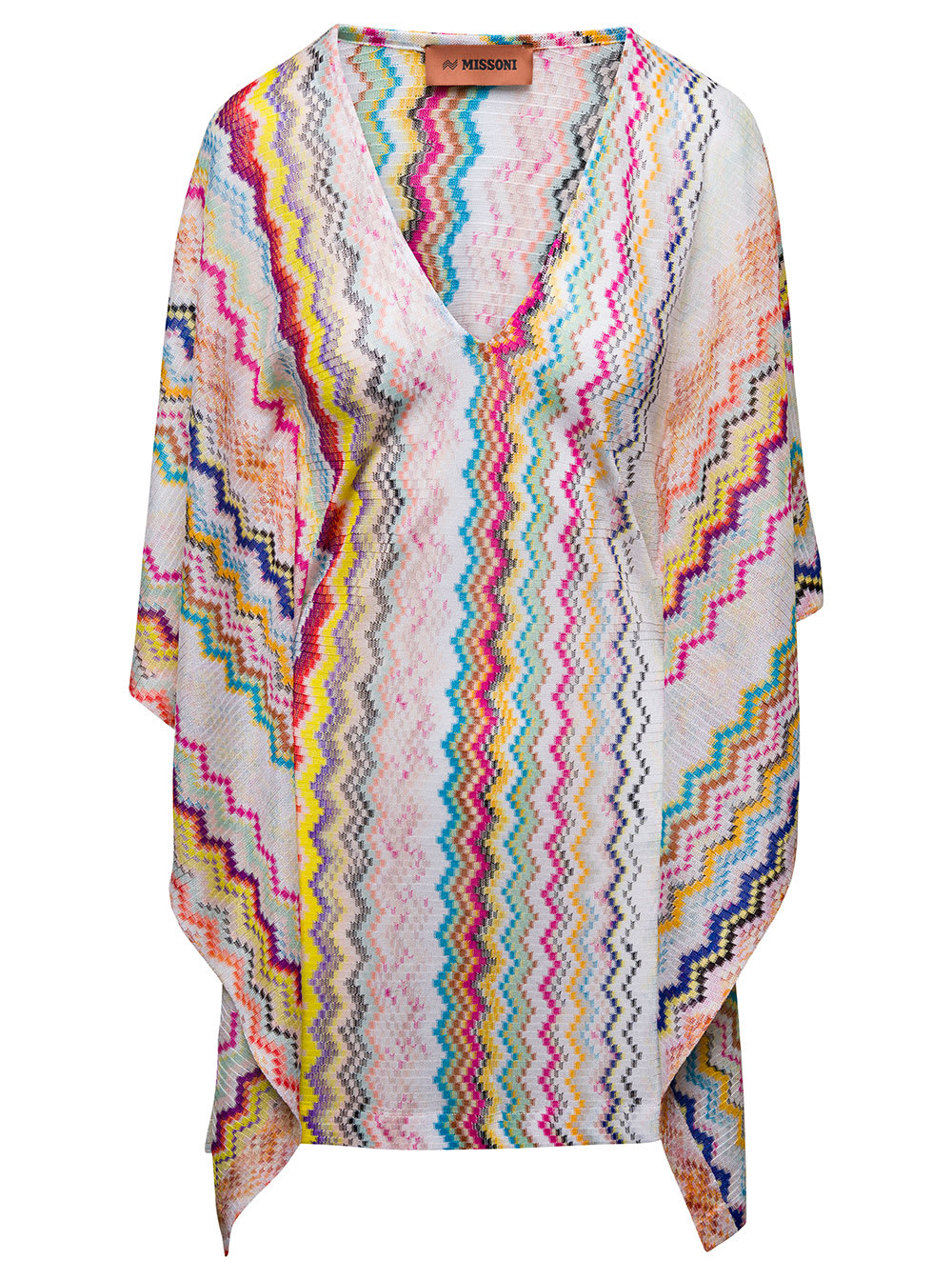 MISSONI MULTICOLOR COVER-UP WITH ALL-OVER ZIG ZAG MOTIF IN VISCOSE WOMAN