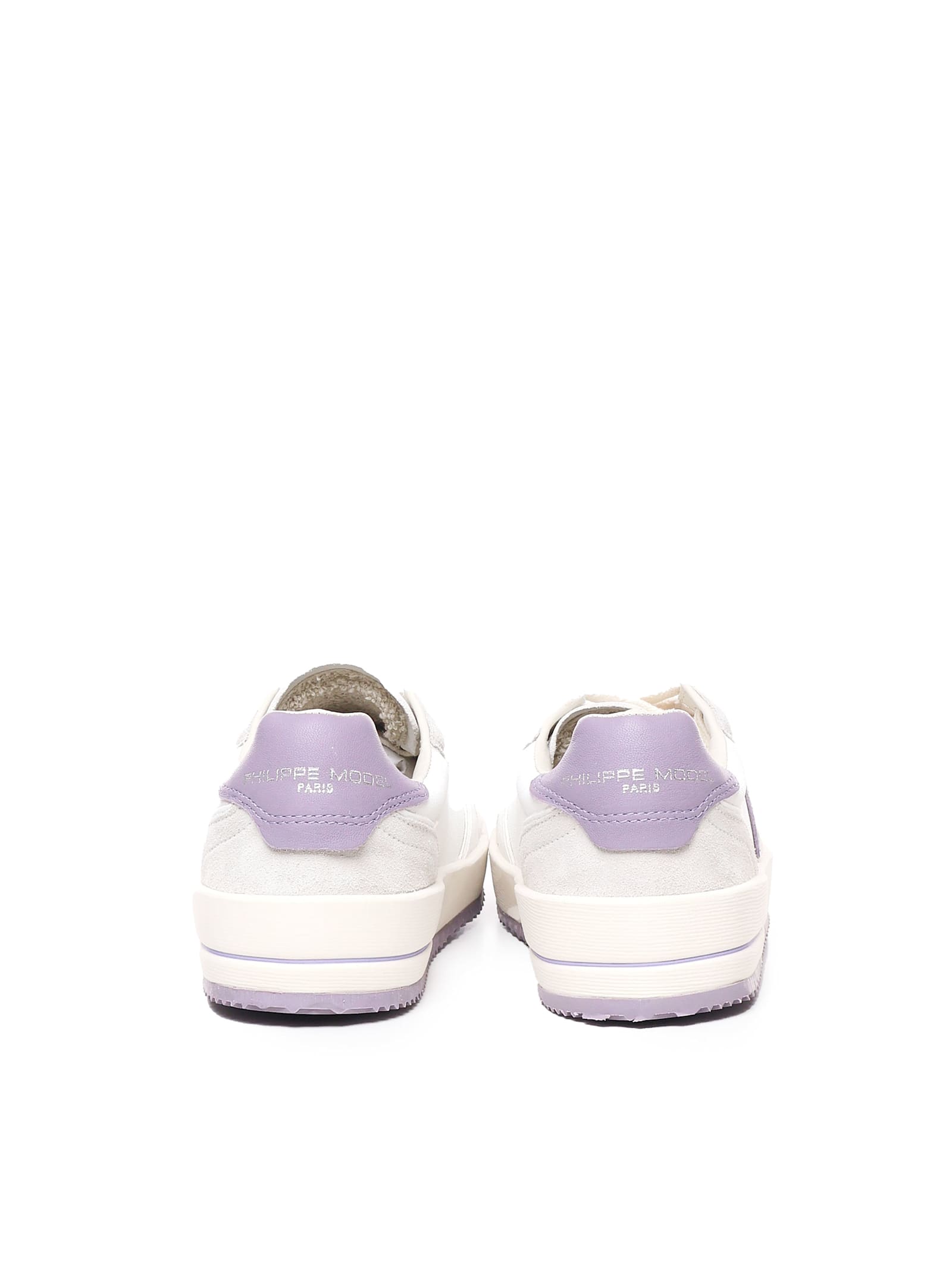 Shop Philippe Model Sneakers Nice In Calfskin And Suede In White, Lilac