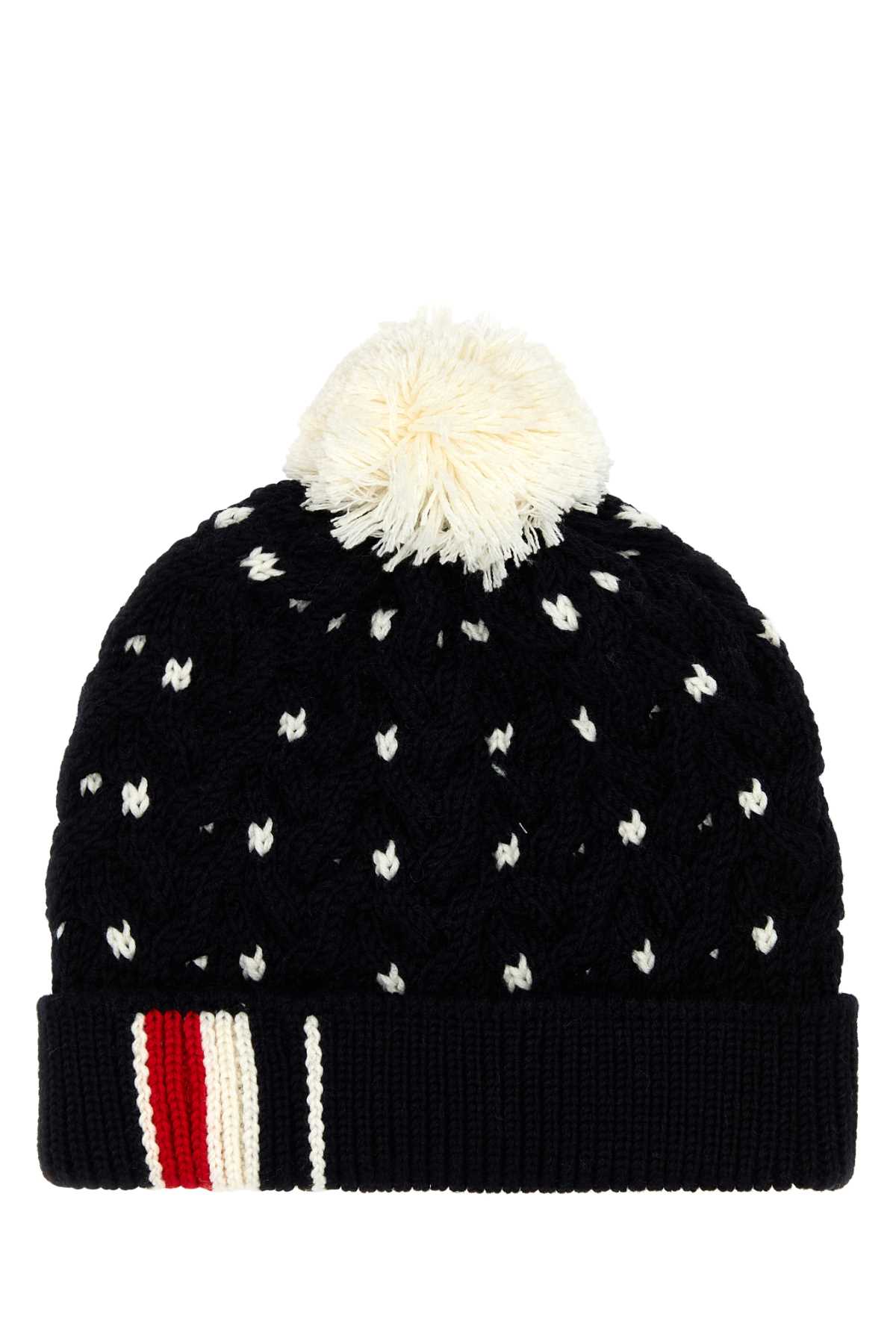 Shop Thom Browne Blue Wool Beanie Hat In Navy