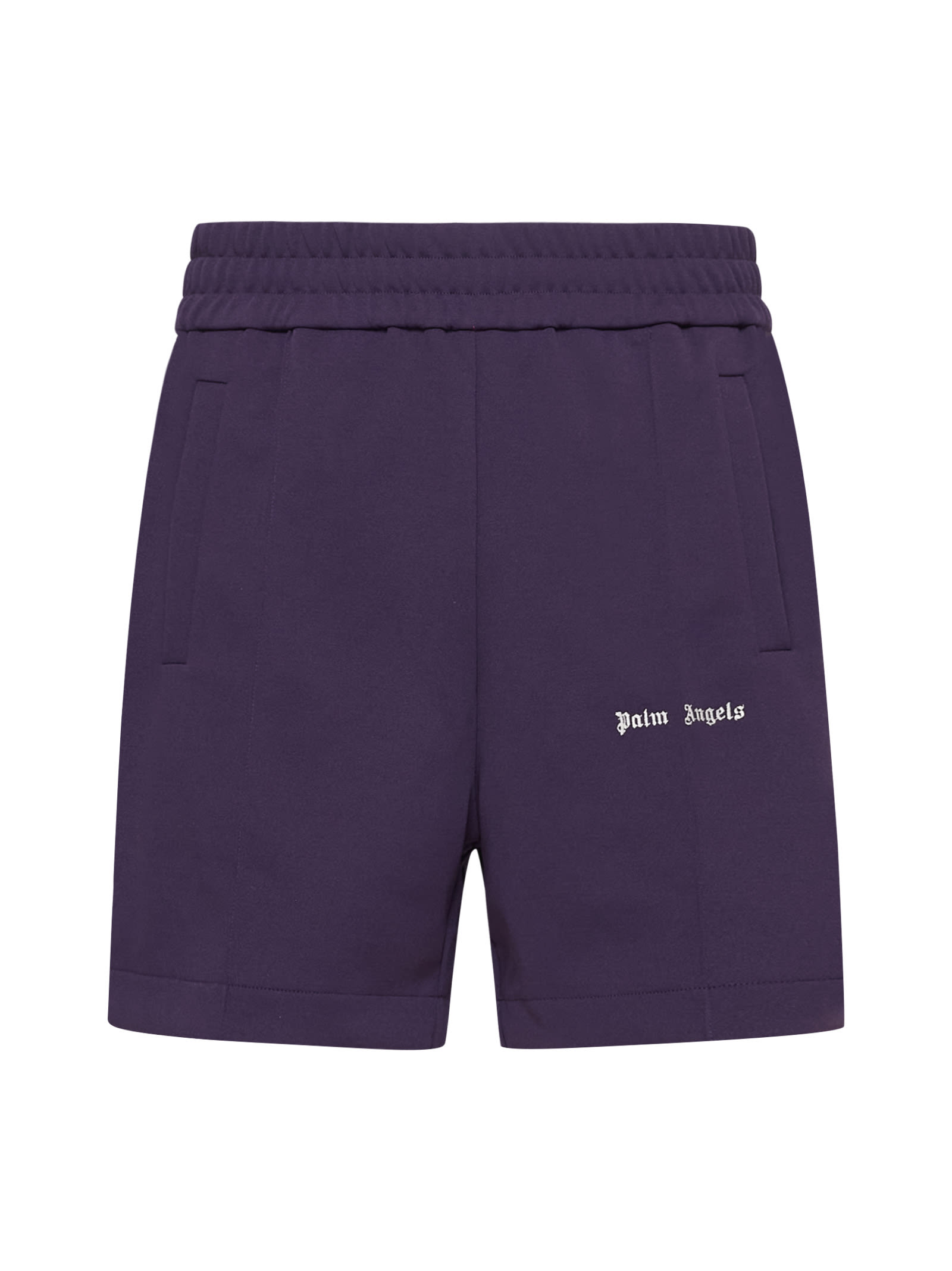 Shop Palm Angels Shorts In Dark Purple Off White